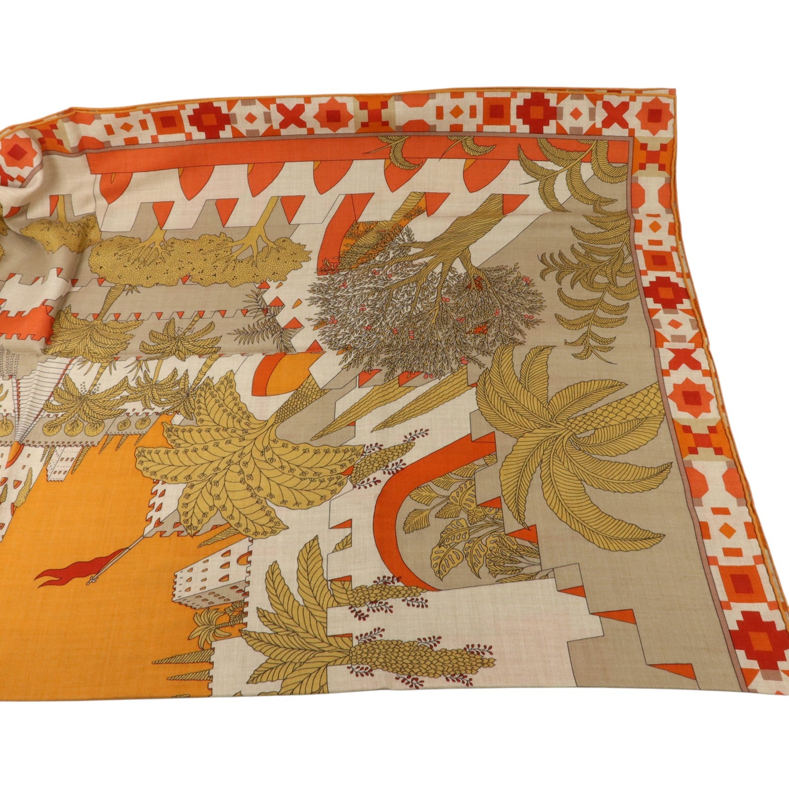 HERMES 羊絨/絲質Scarf 140X140絲巾