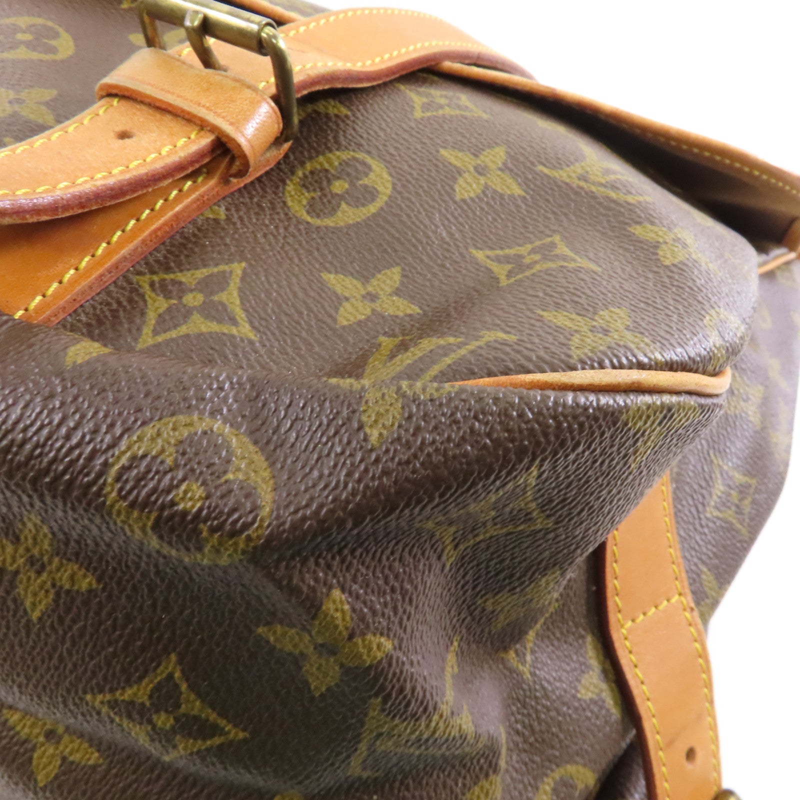 LOUIS VUITTON Monogram Saumur 43金扣肩背袋啡色