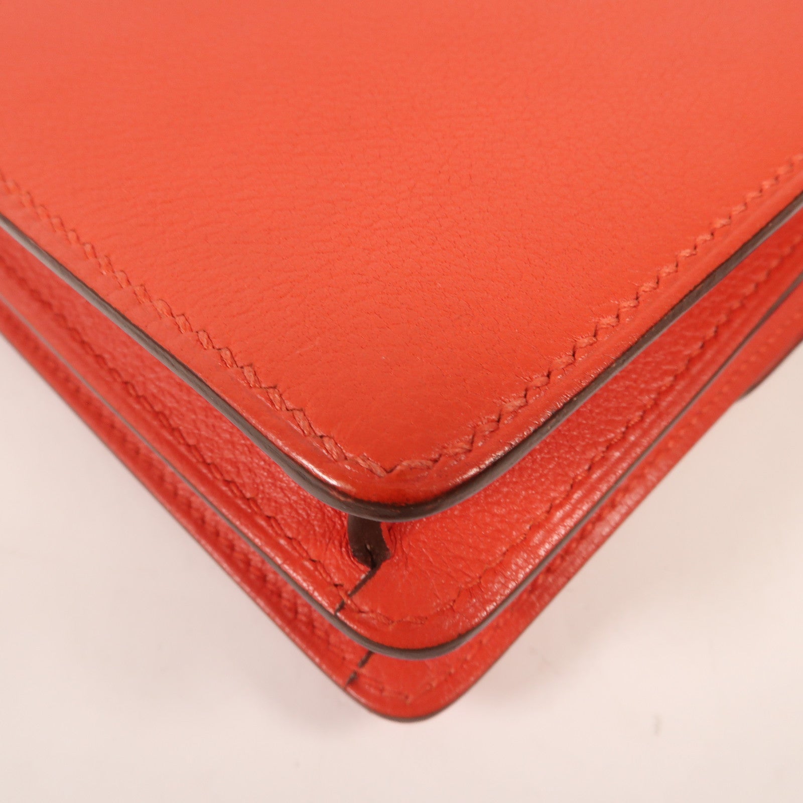 HERMES Evercolor皮革Mini Roulis金扣肩背袋Rouge Tomate