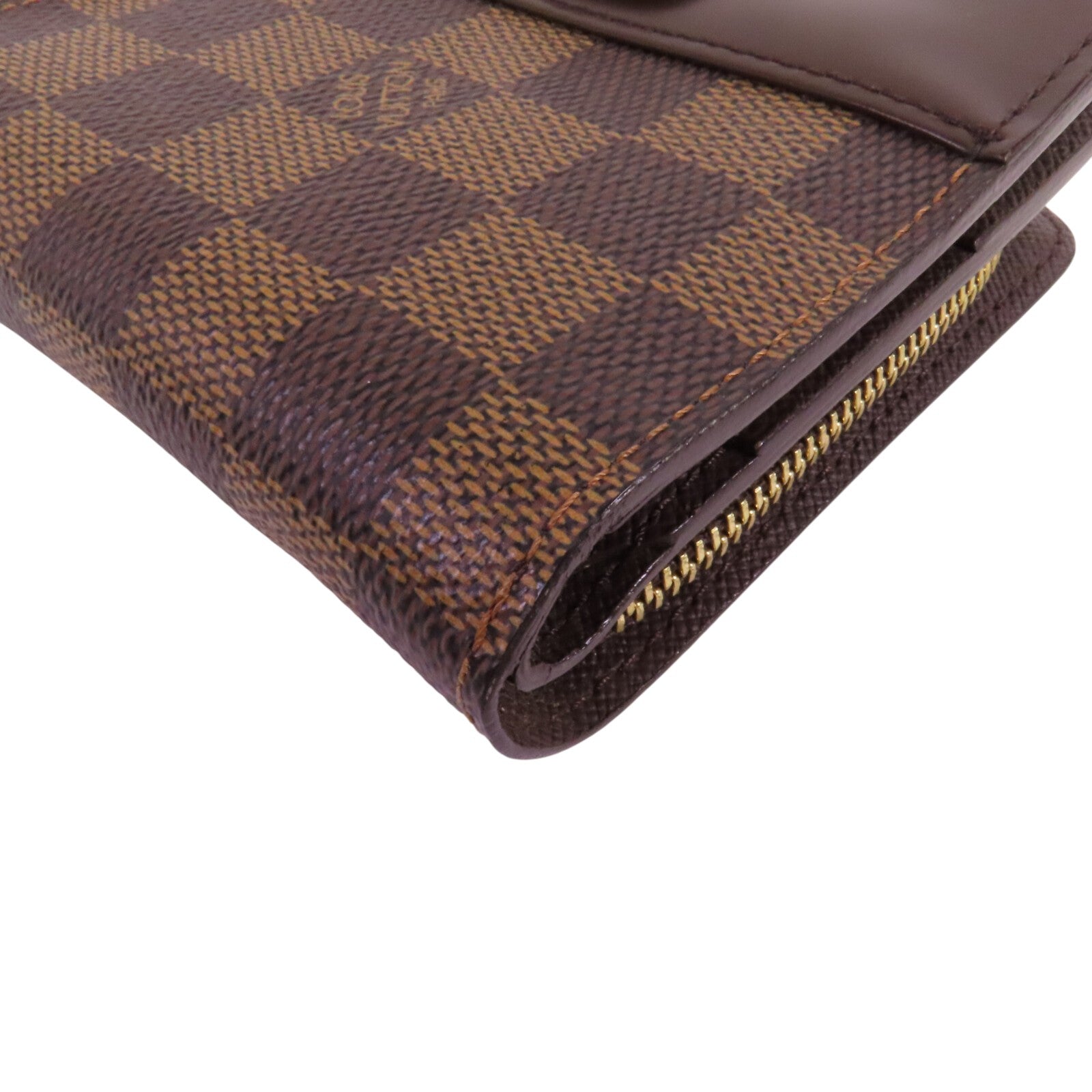 LOUIS VUITTON Damier Ebene Compact Zip Wallet金扣短錢包