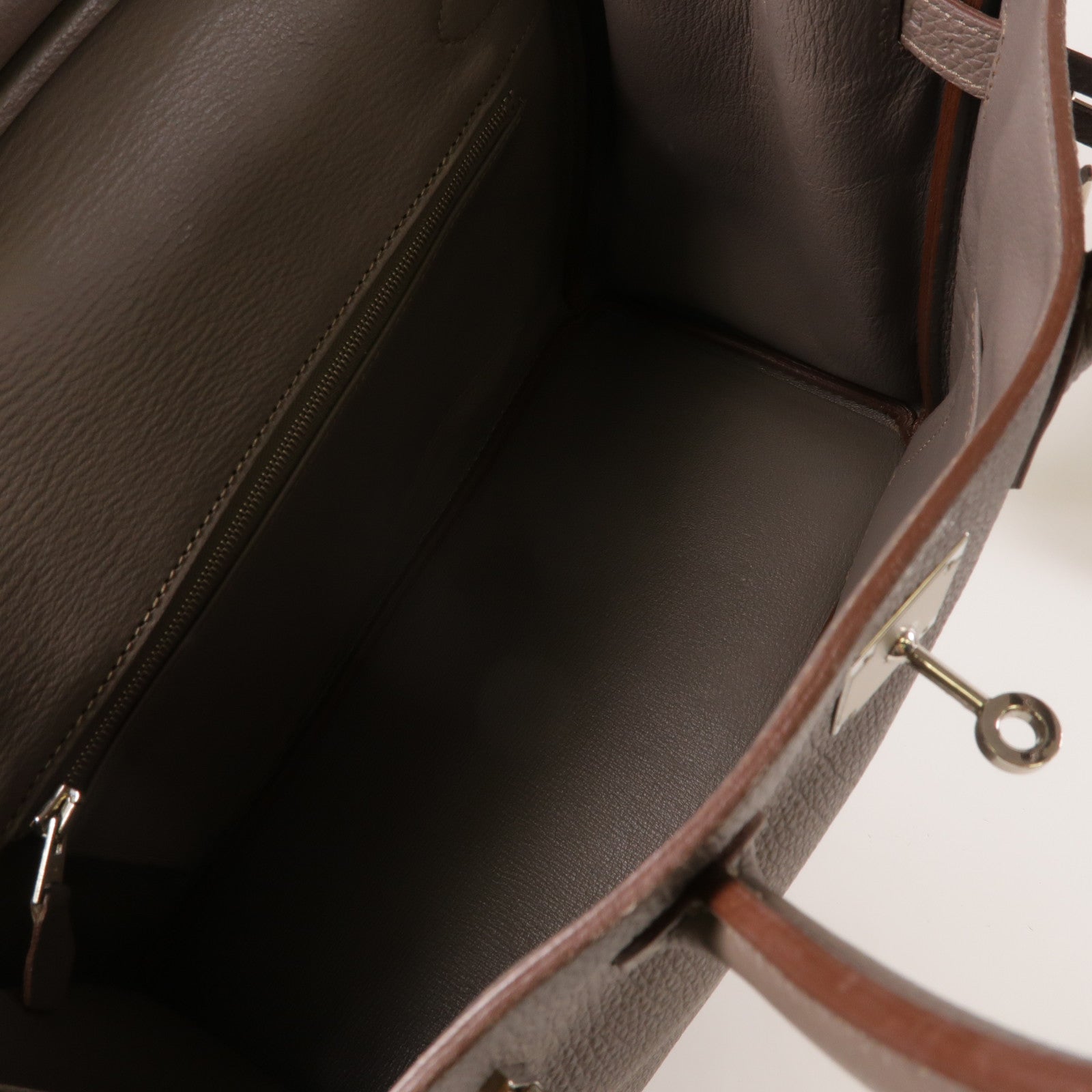 HERMES Clemence皮革Birkin 30銀扣手挽袋Etain