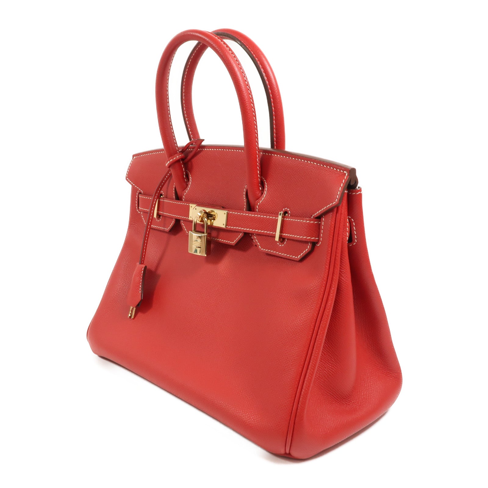 HERMES Epsom皮革Birkin 30手挽袋Rouge Casaque