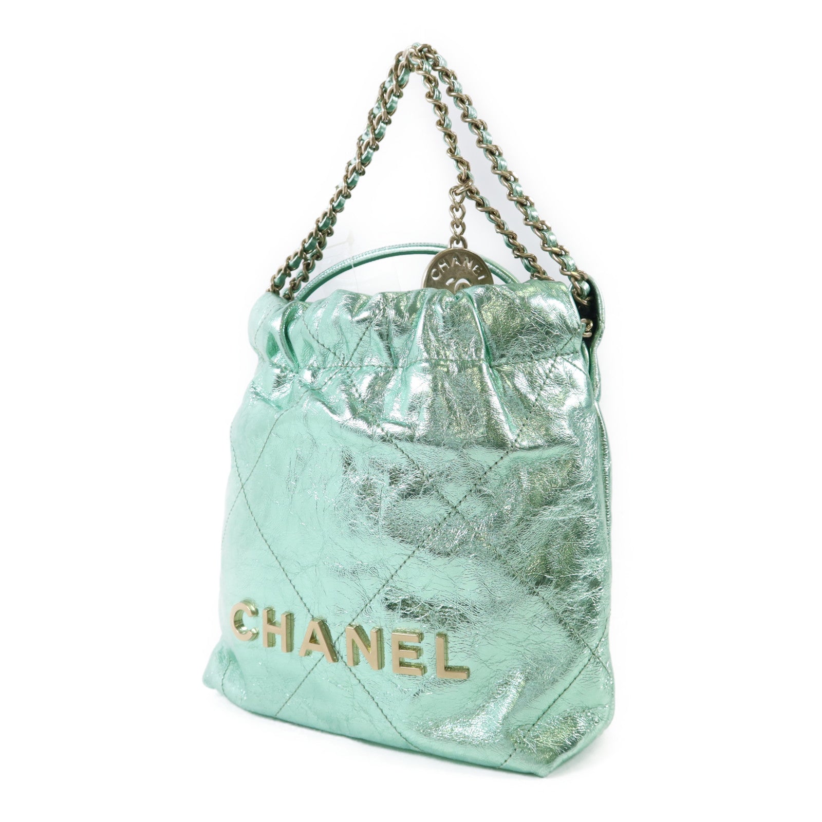 CHANEL 牛皮皮革C22 Mini金扣手挽肩背兩用袋