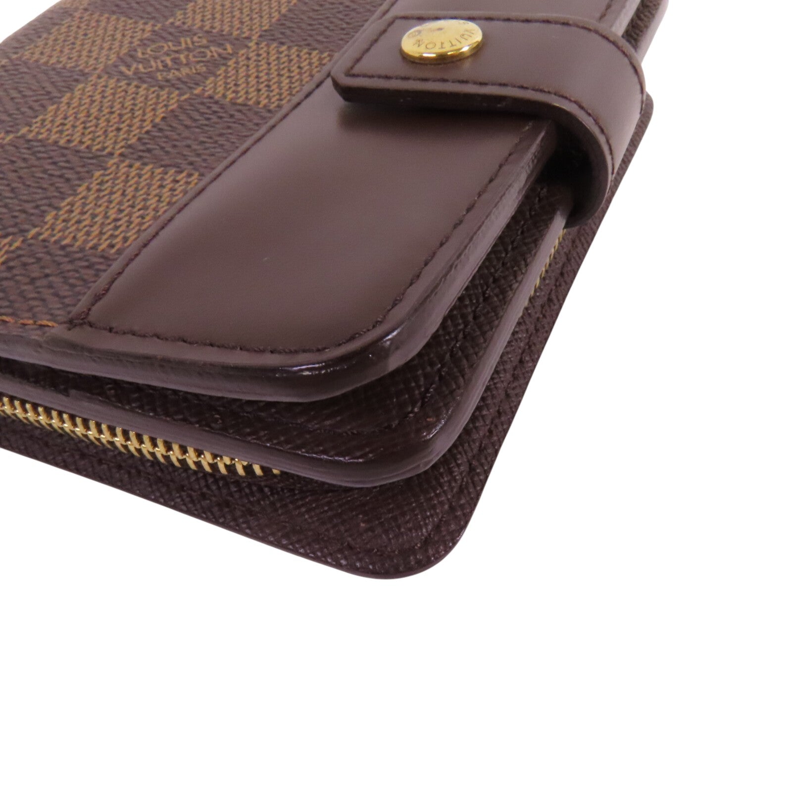 LOUIS VUITTON Damier Ebene Compact Zip Wallet金扣短錢包