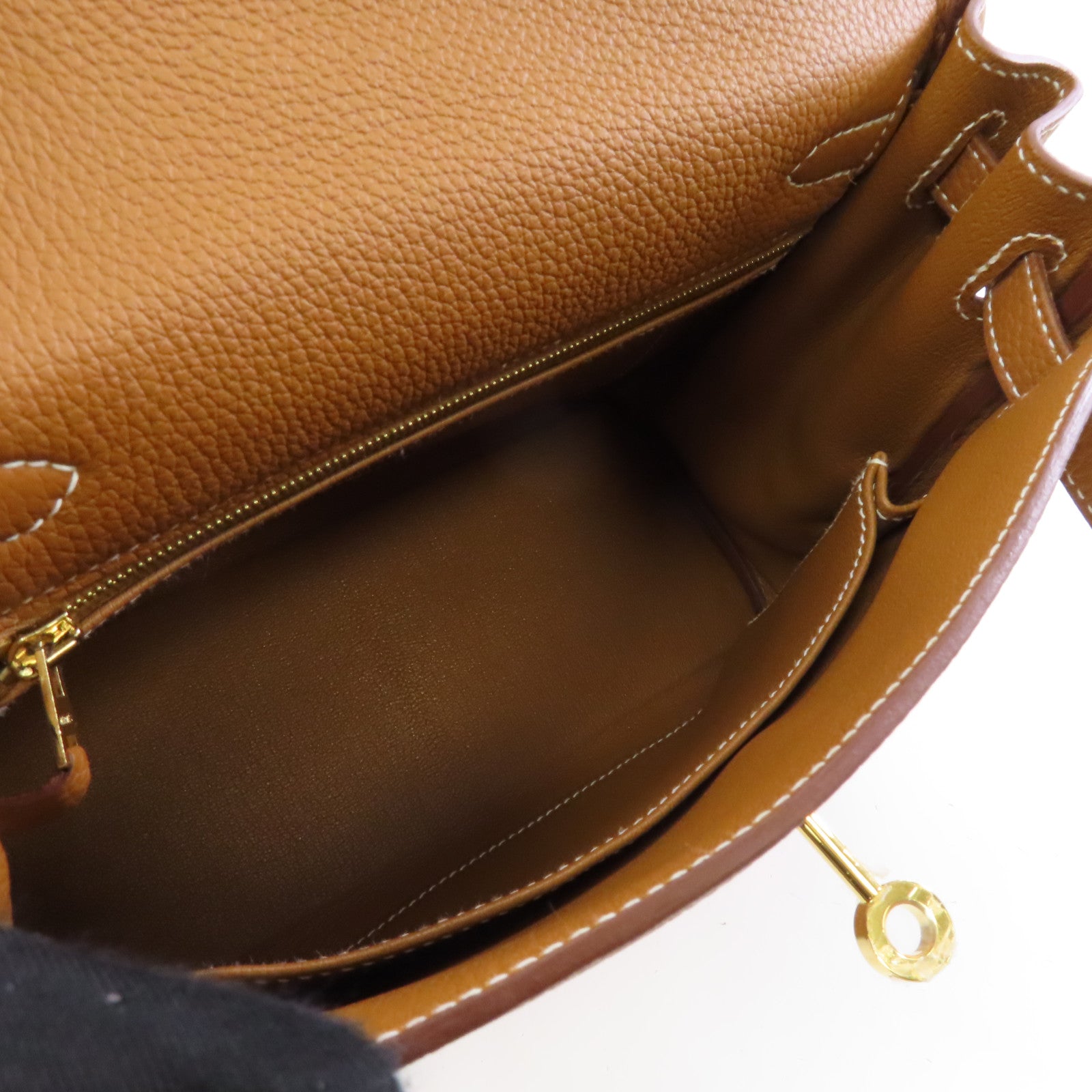 HERMES 【激減優惠】Togo皮革Kelly 25金扣手挽肩背兩用袋Gold啡色