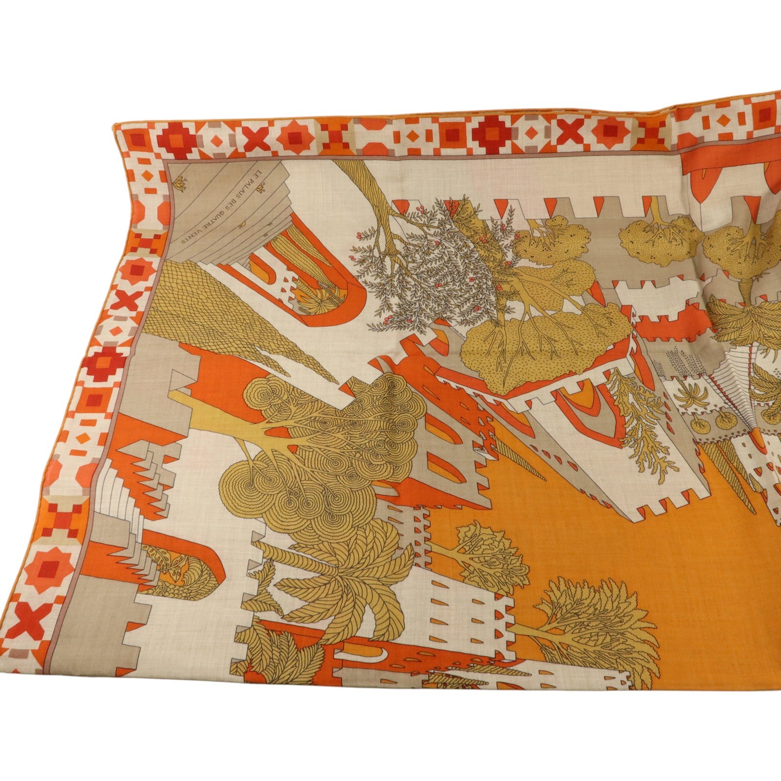 HERMES 羊絨/絲質Scarf 140X140絲巾