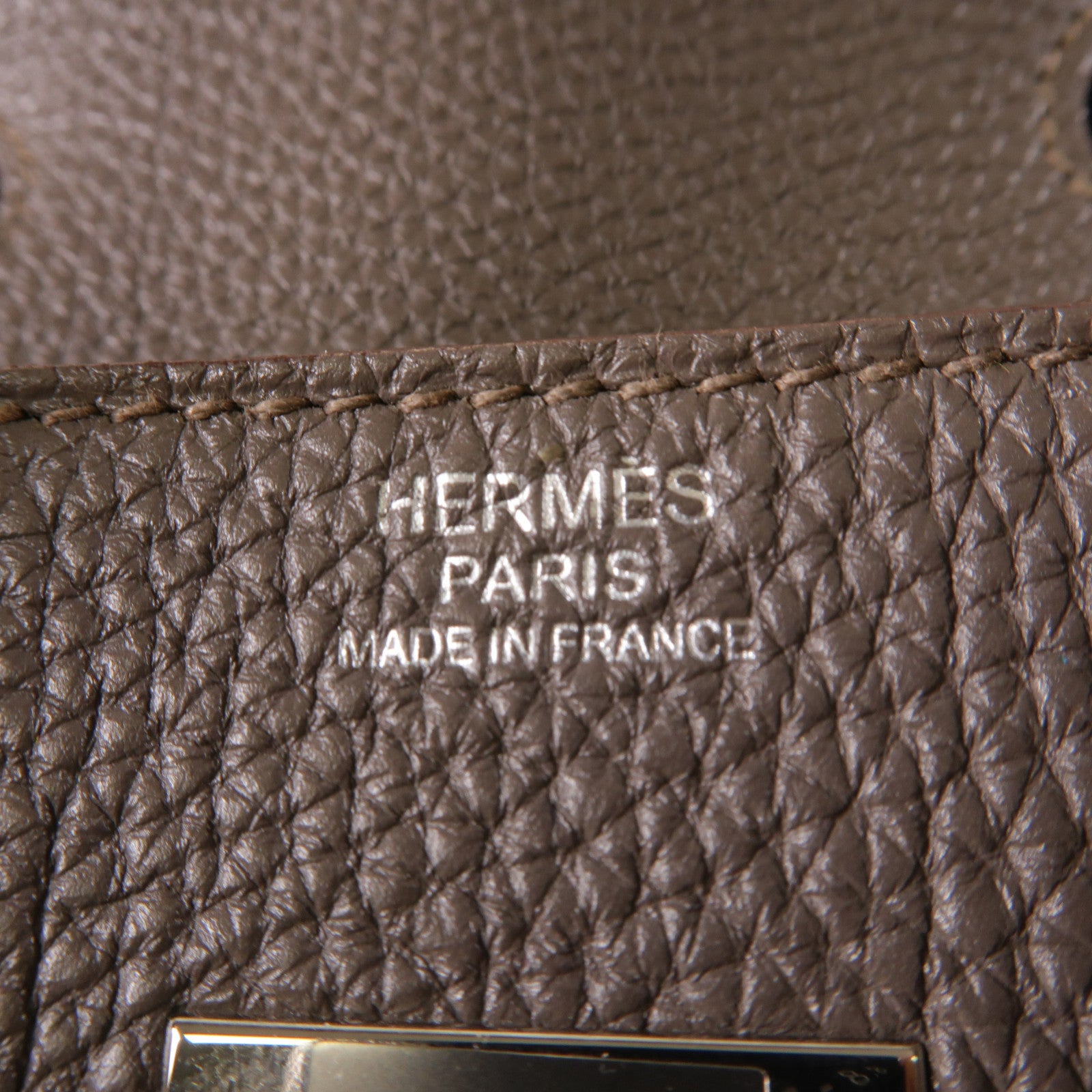 HERMES Clemence皮革Birkin 30銀扣手挽袋Etain