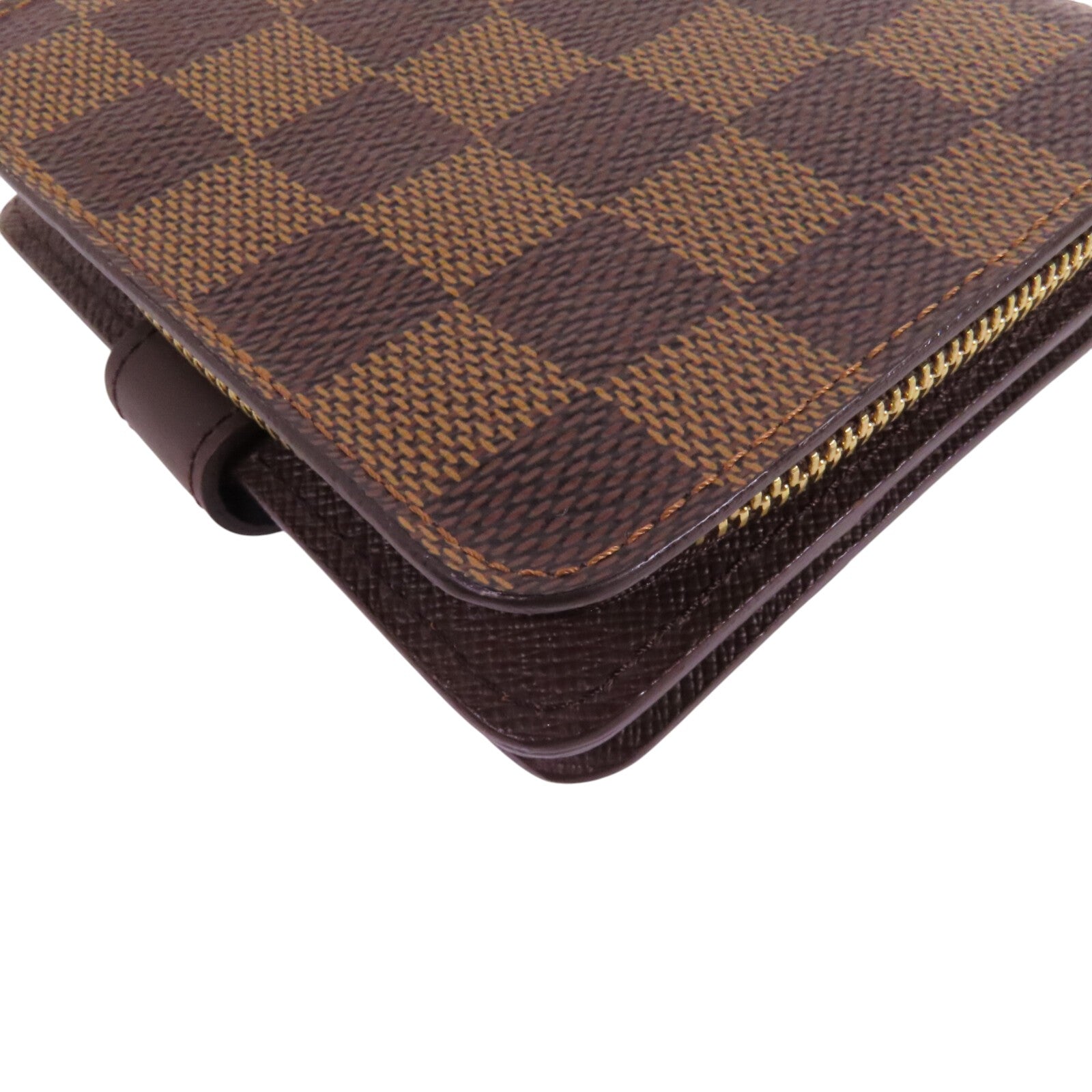 LOUIS VUITTON Damier Ebene Compact Zip Wallet金扣短錢包