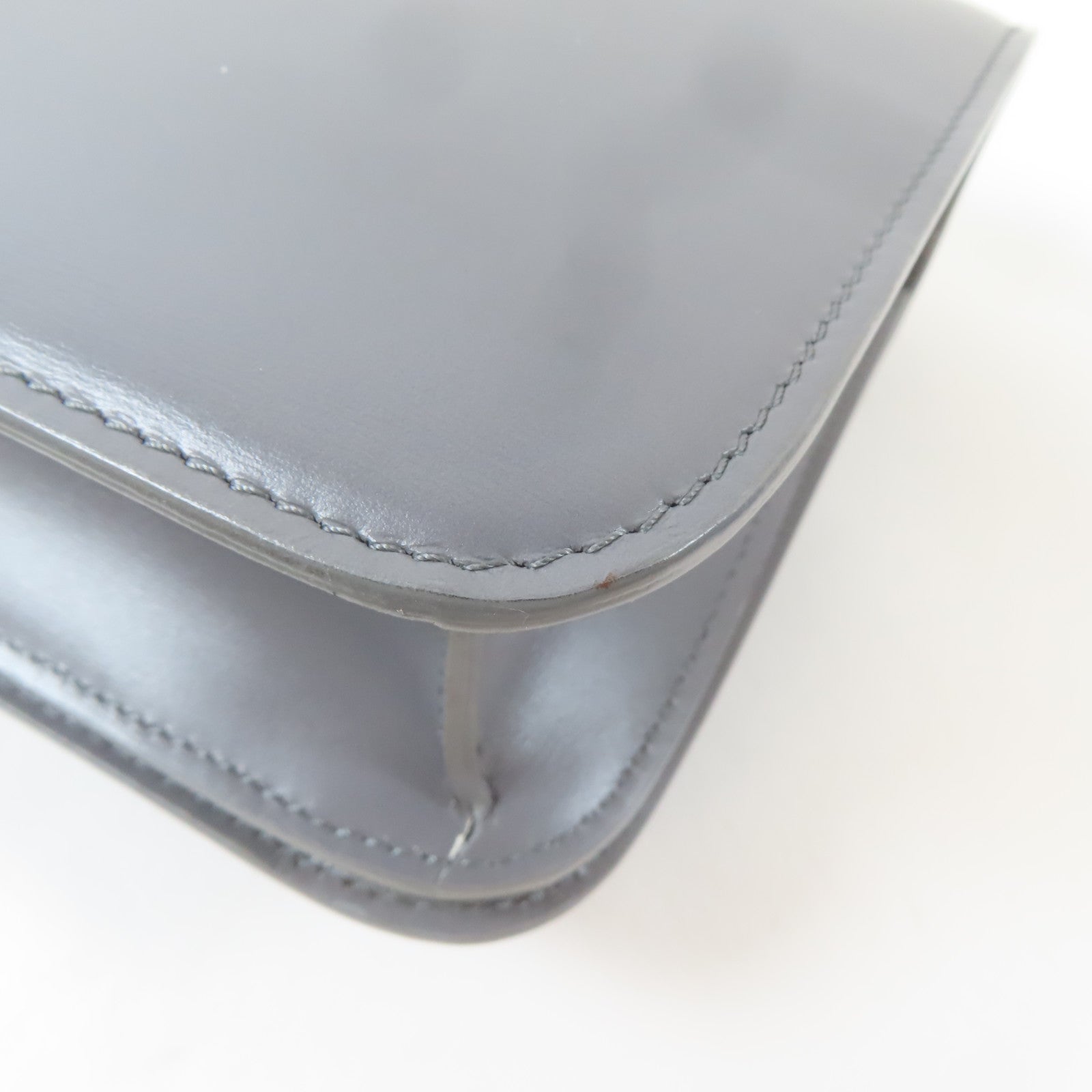 CELINE 牛皮皮革Teen Classic Box金扣肩背袋灰色