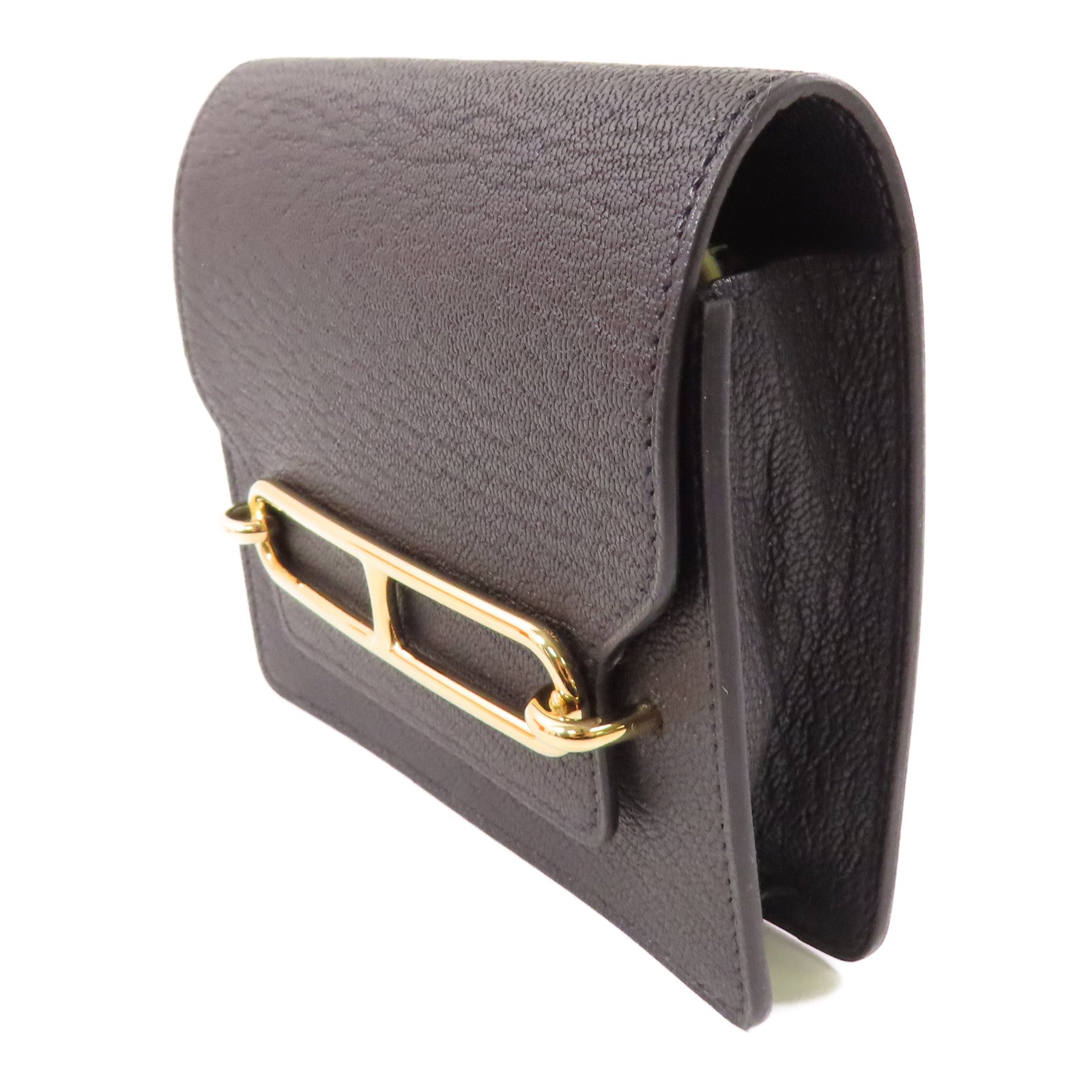 HERMES 【激減優惠】Chevre皮革Rolis Slim金扣錢包Noir