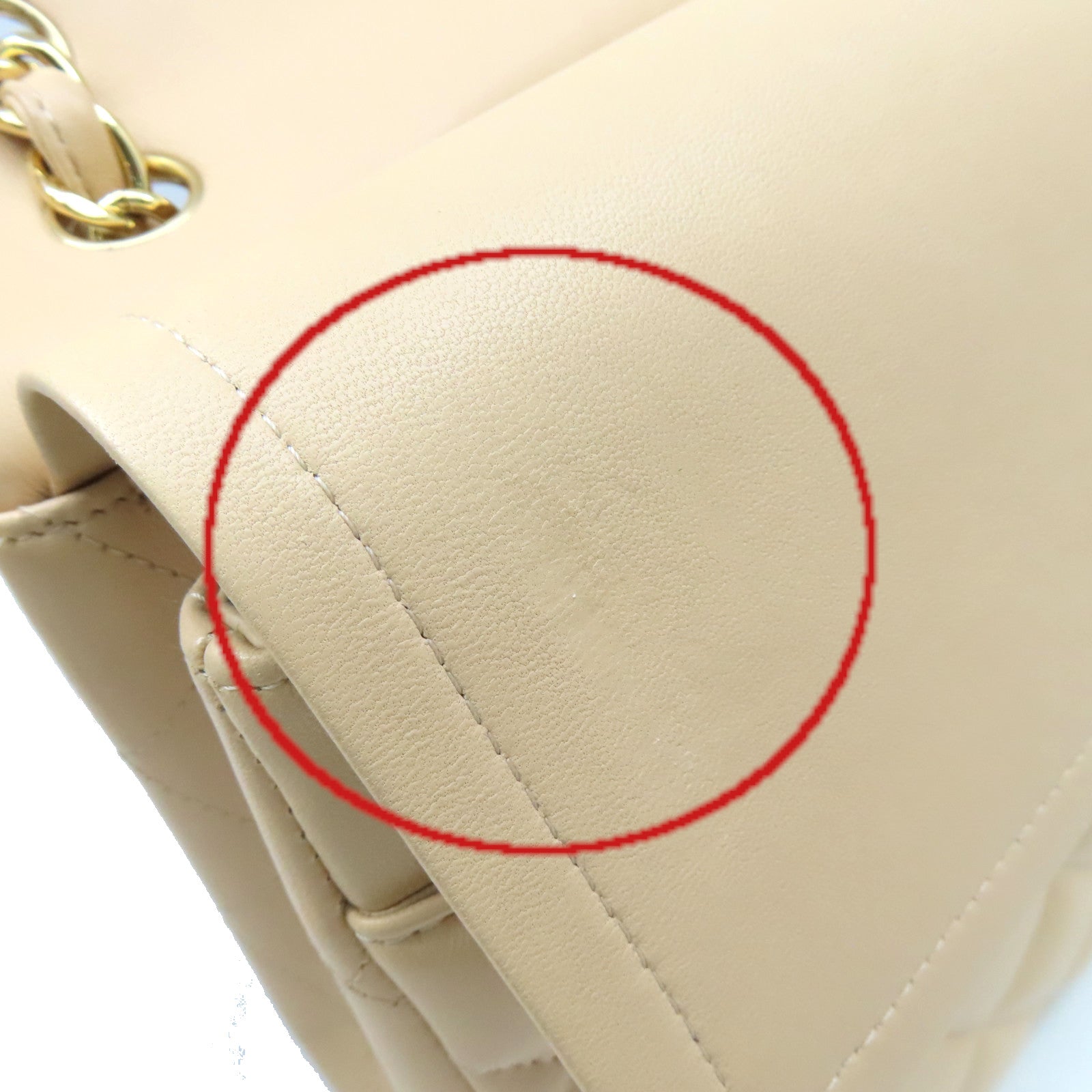 CHANEL 【激減優惠】菱格羊皮皮革Jumbo Chain Shoulder Bag金扣鏈帶肩背袋杏色