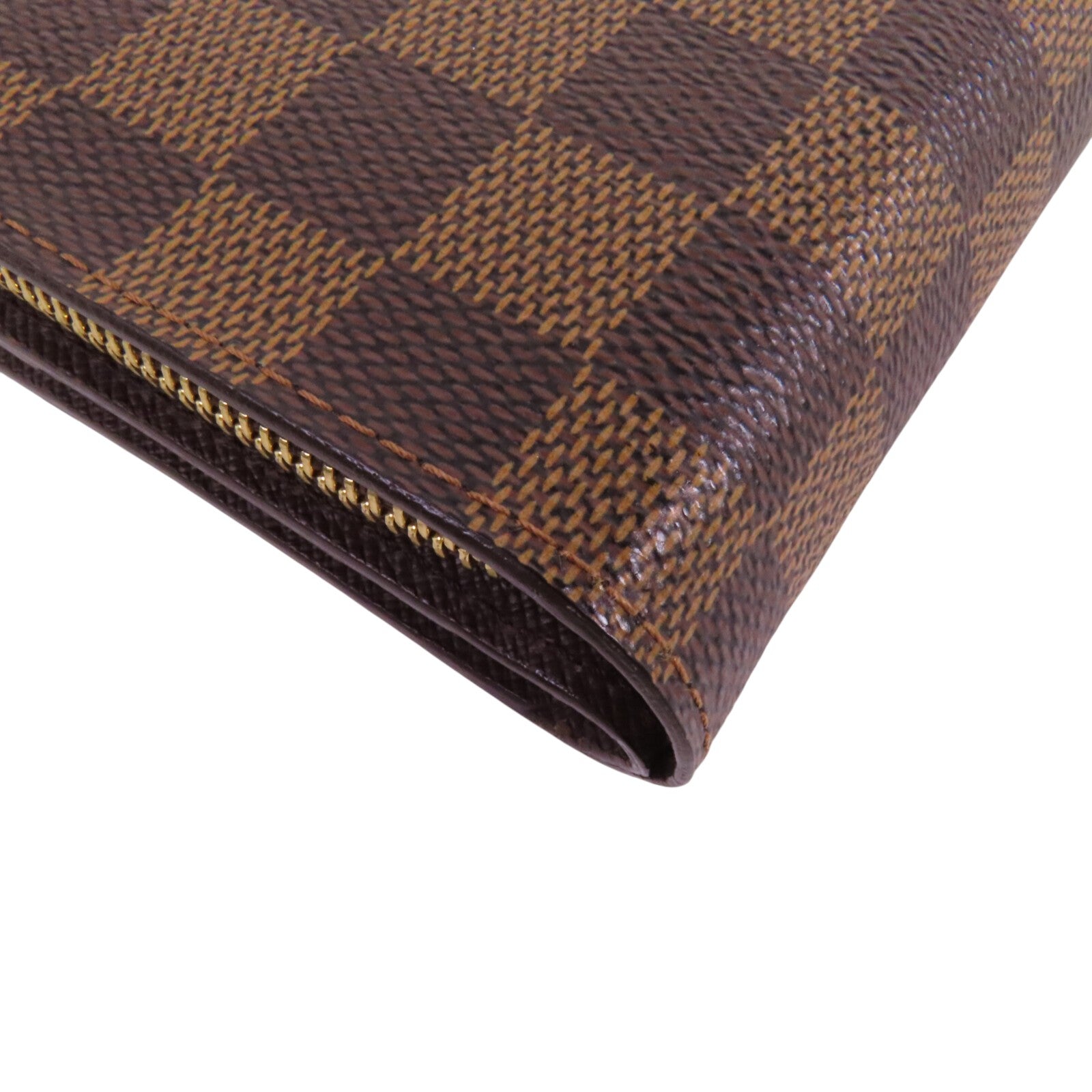 LOUIS VUITTON Damier Ebene Compact Zip Wallet金扣短錢包
