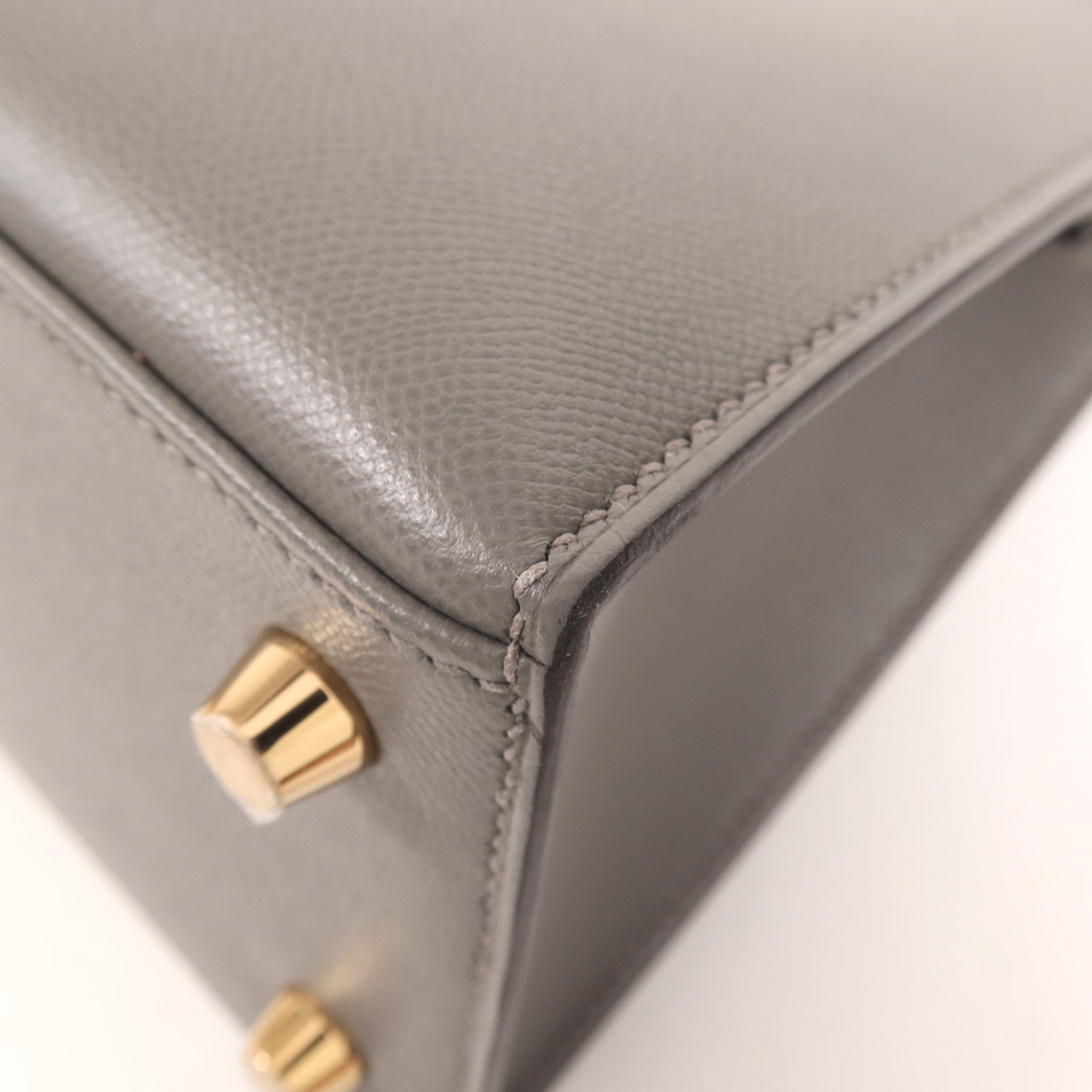 HERMES Madame皮革Kelly 25金扣手挽肩背兩用袋Gris Meyer