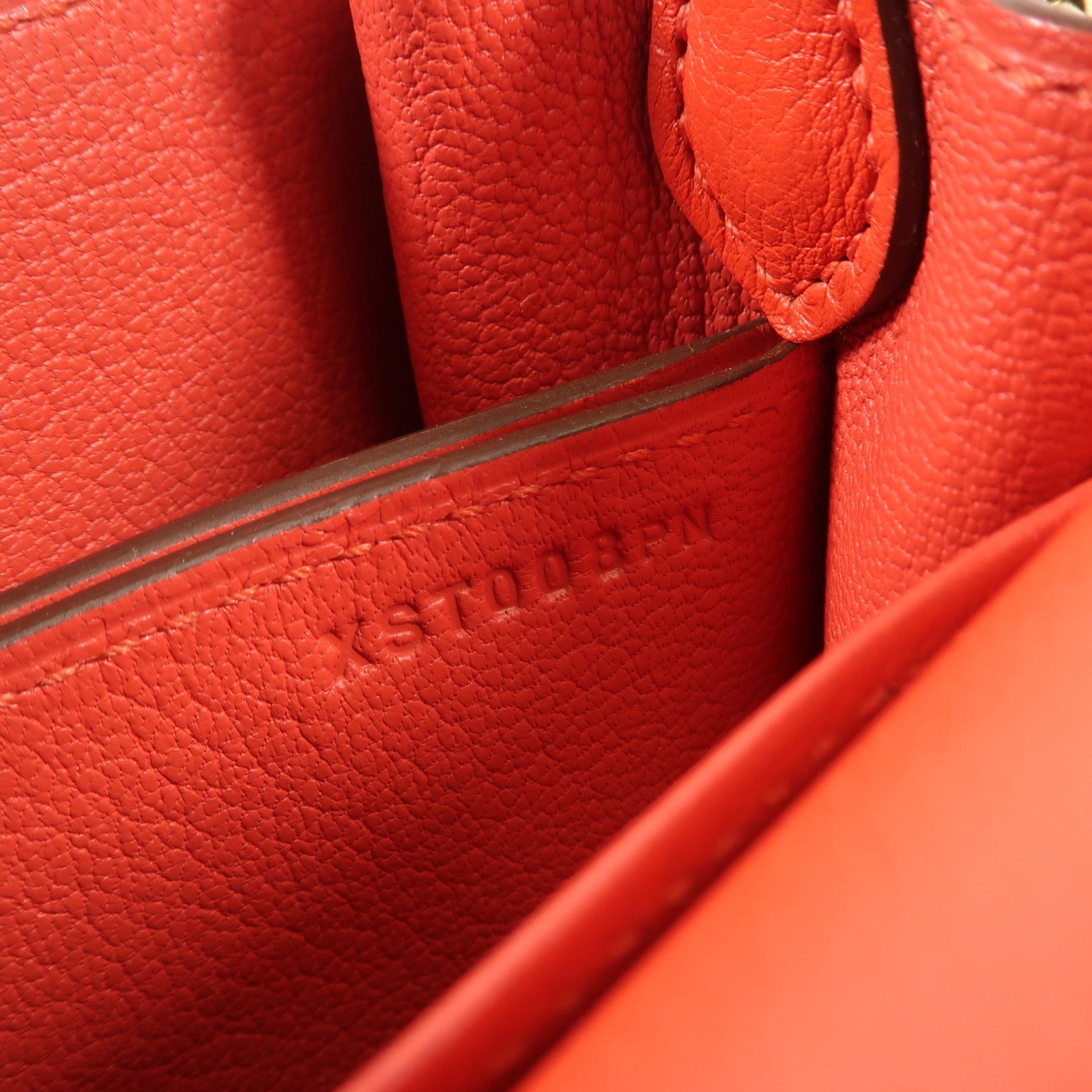 HERMES Evercolor皮革Mini Roulis金扣肩背袋Rouge Tomate