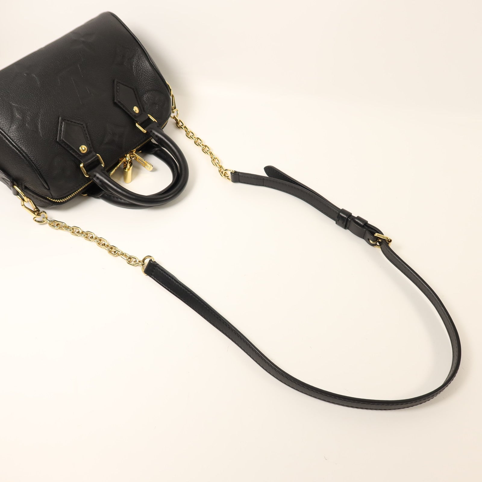 LOUIS VUITTON Monogram Empreinte Speedy Bandouliere 20金扣鏈帶手挽肩背兩用袋