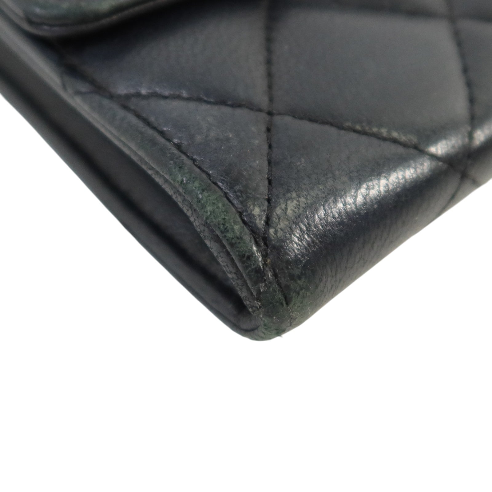 CHANEL 羊皮皮革Fold Wallet銀扣長錢包