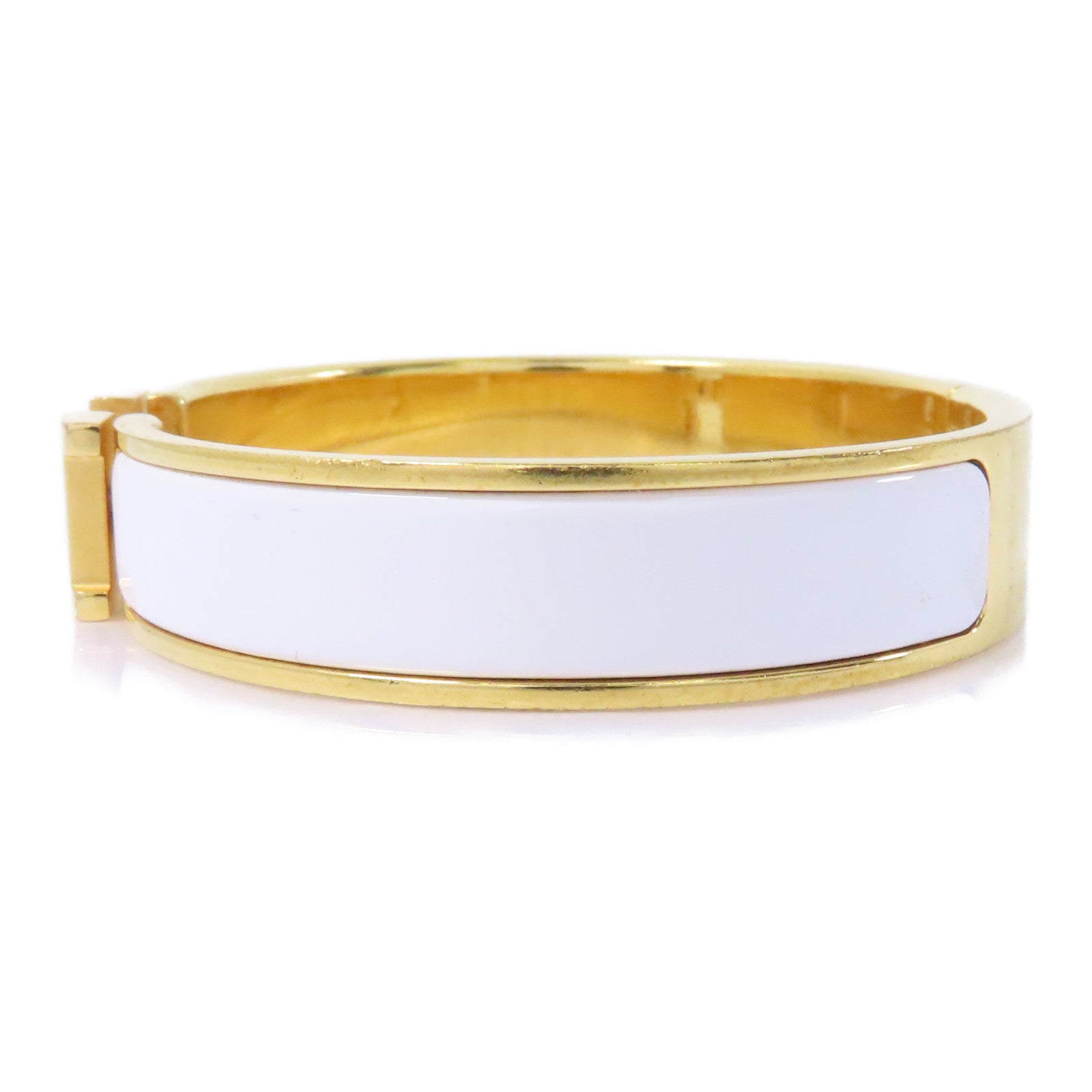 HERMES 金屬H Bangle手鐲金色/白色