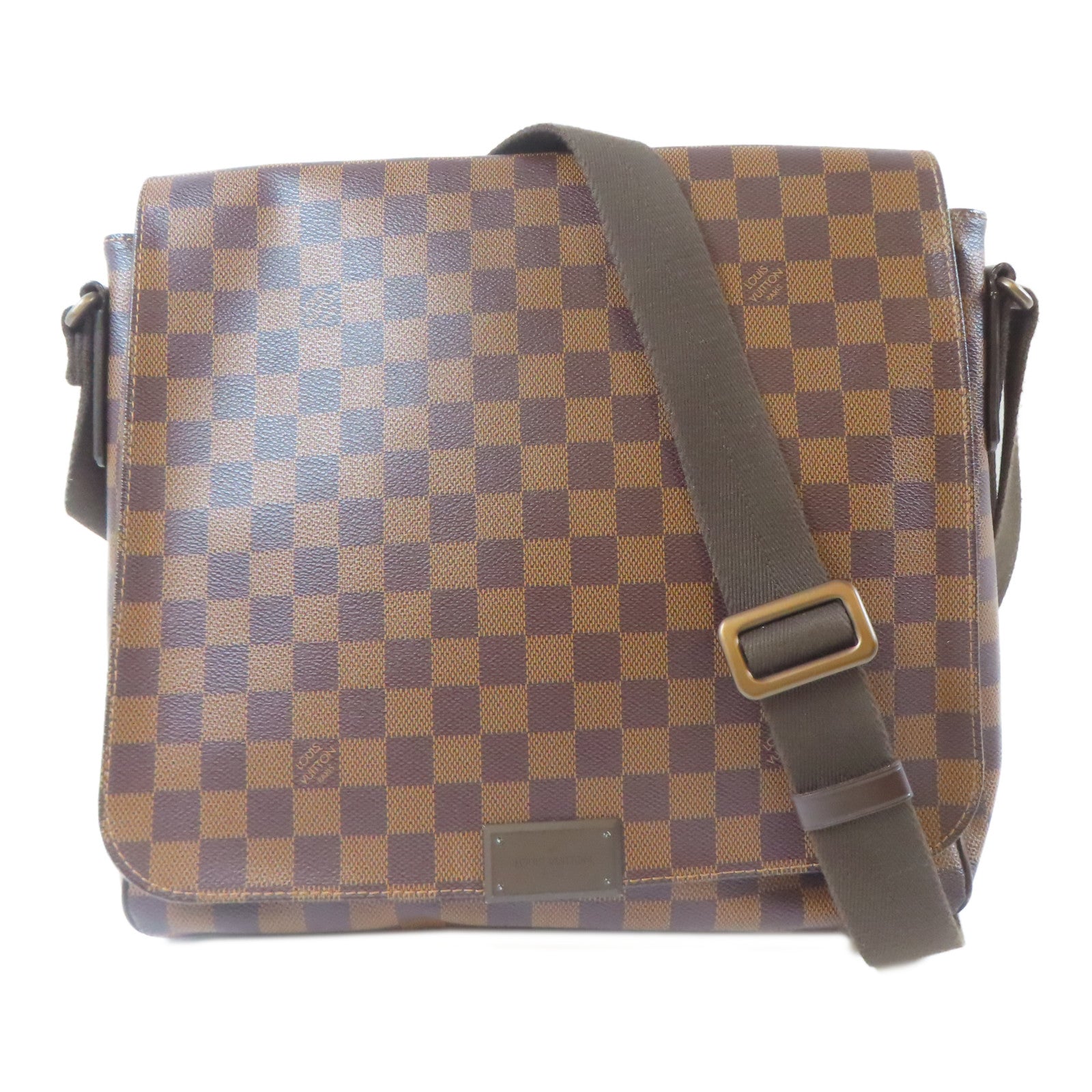 LOUIS VUITTON Damier Ebene District MM金扣肩背袋啡色
