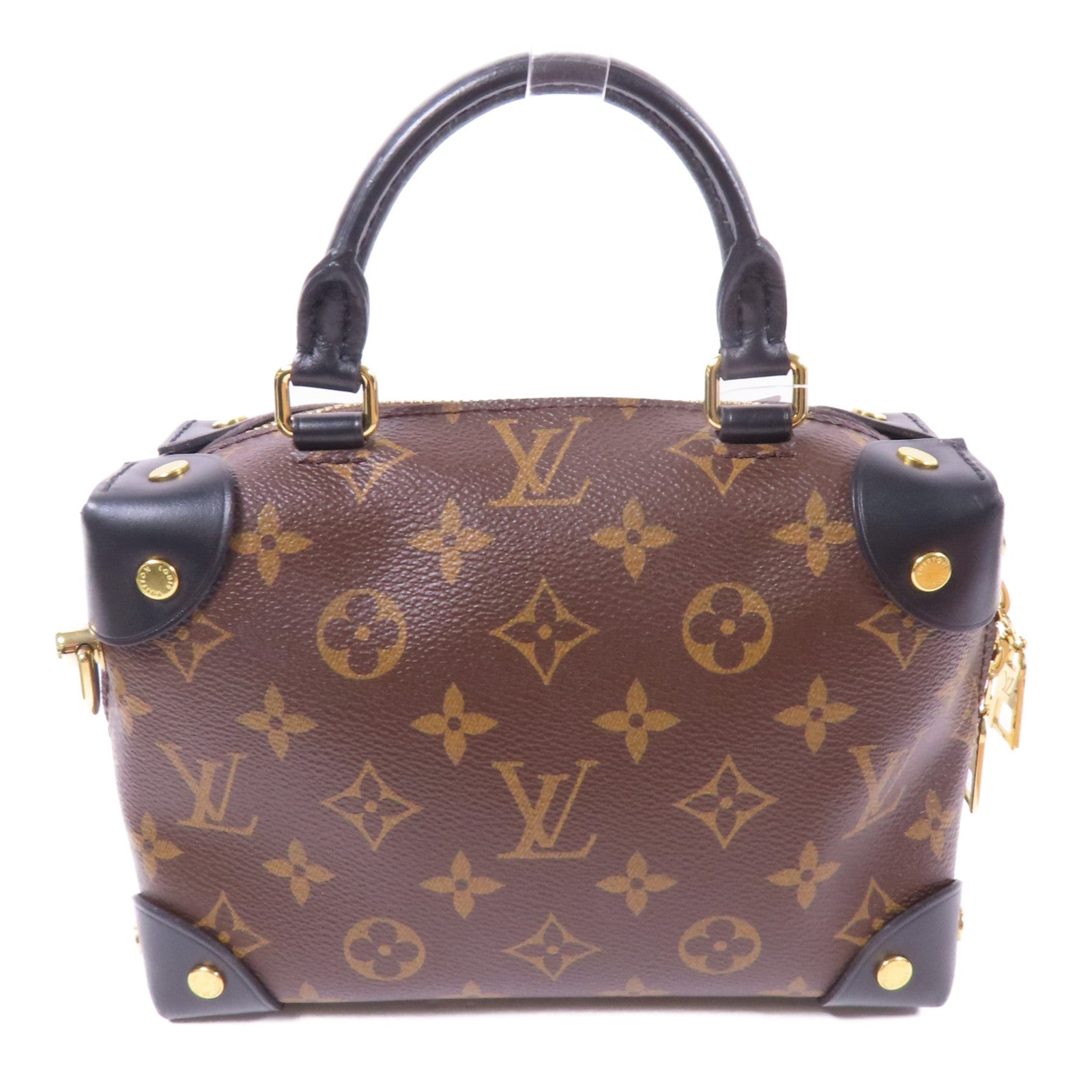 LOUIS VUITTON Monogram Petite Malle Souple金扣手挽肩背兩用袋棕色