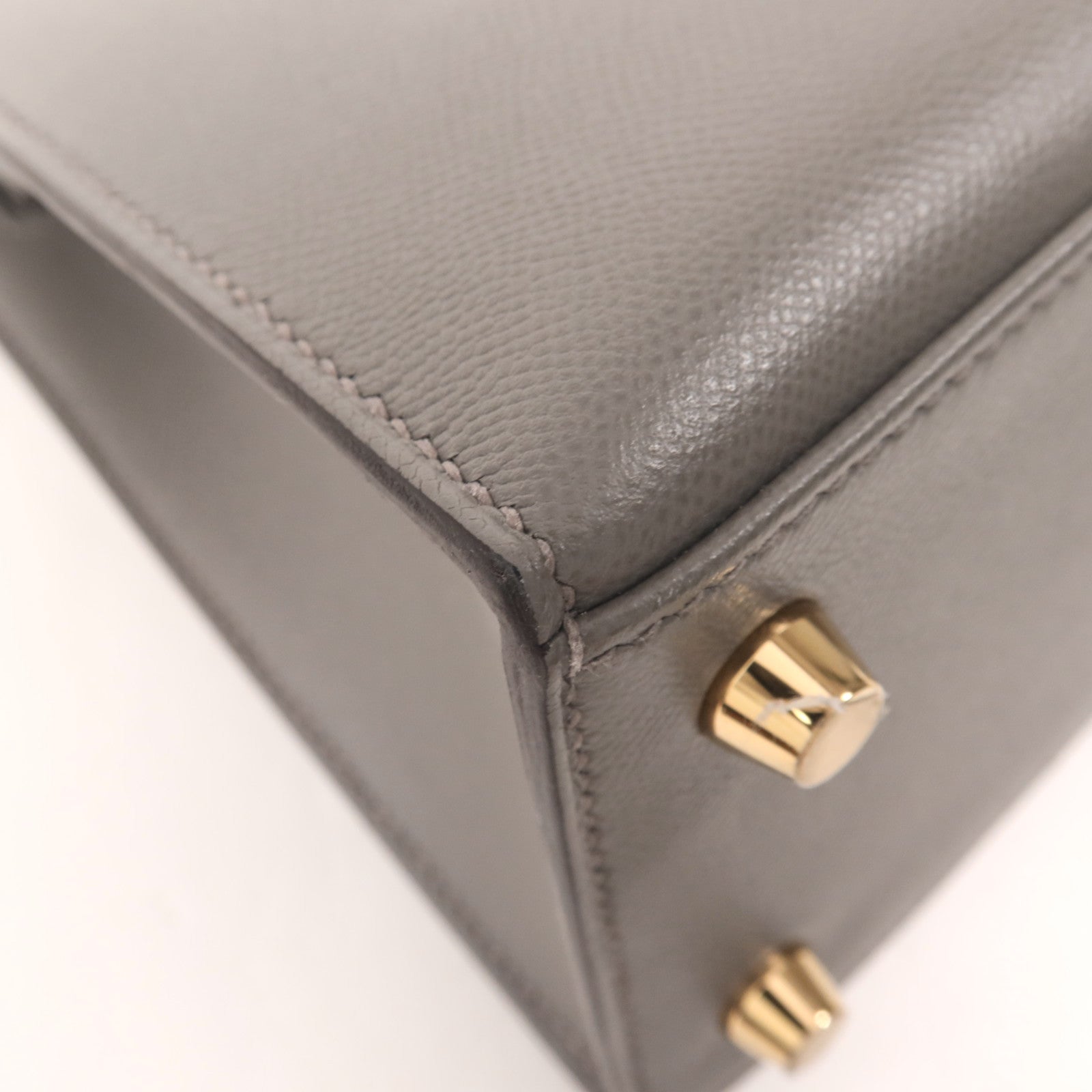 HERMES Madame皮革Kelly 25金扣手挽肩背兩用袋Gris Meyer