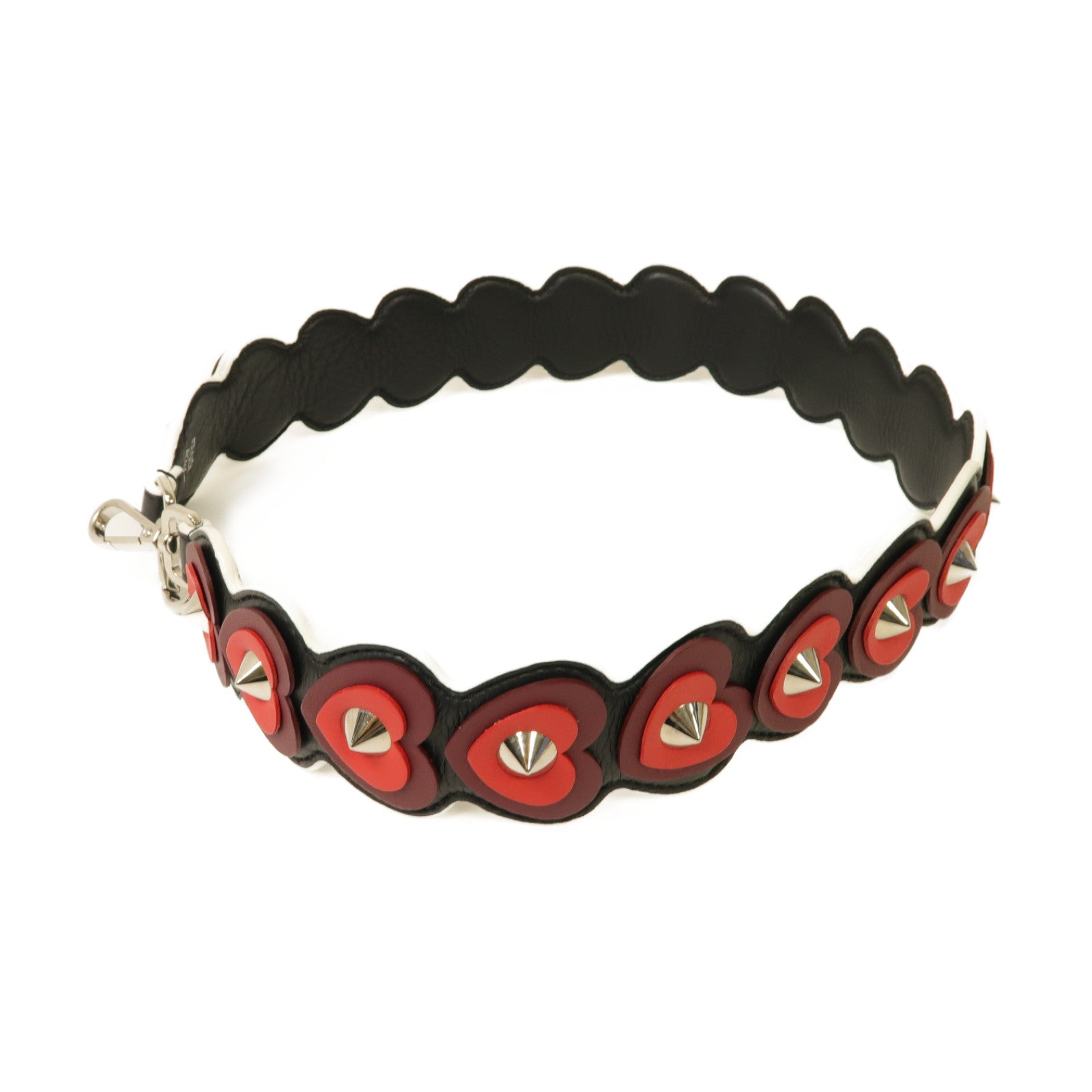 FENDI 【激減優惠】牛皮皮革Shoulder Strap銀扣肩背帶黒色