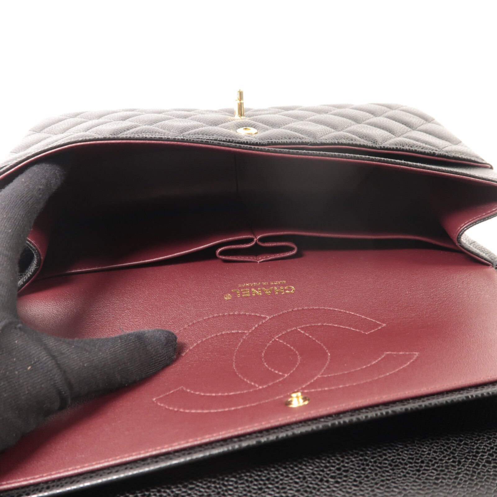 CHANEL 牛皮皮革Large Classic鏈帶肩背袋