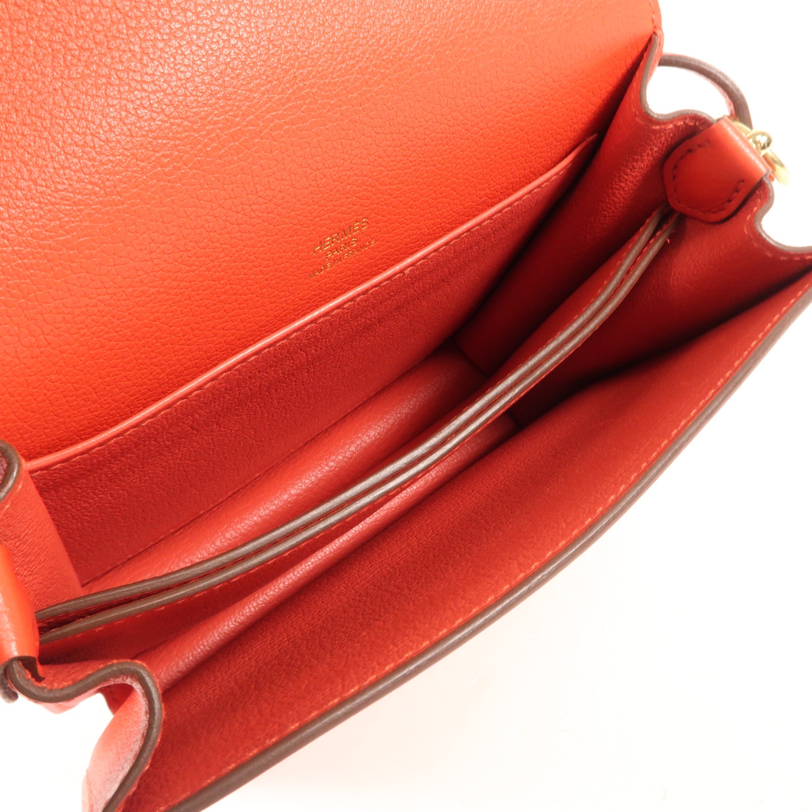 HERMES Evercolor皮革Mini Roulis金扣肩背袋Rouge Tomate