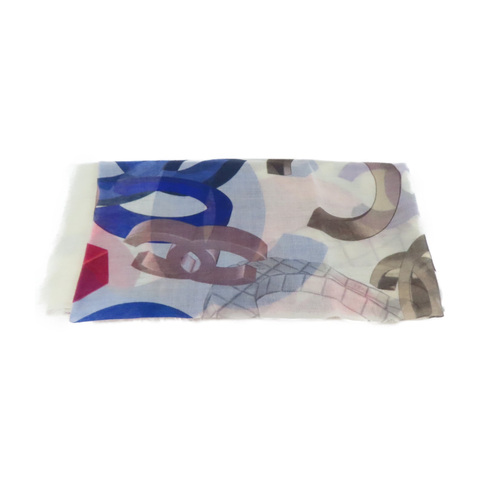 CHANEL 羊絨/絲質Scarf絲巾白色/紫色/藍色