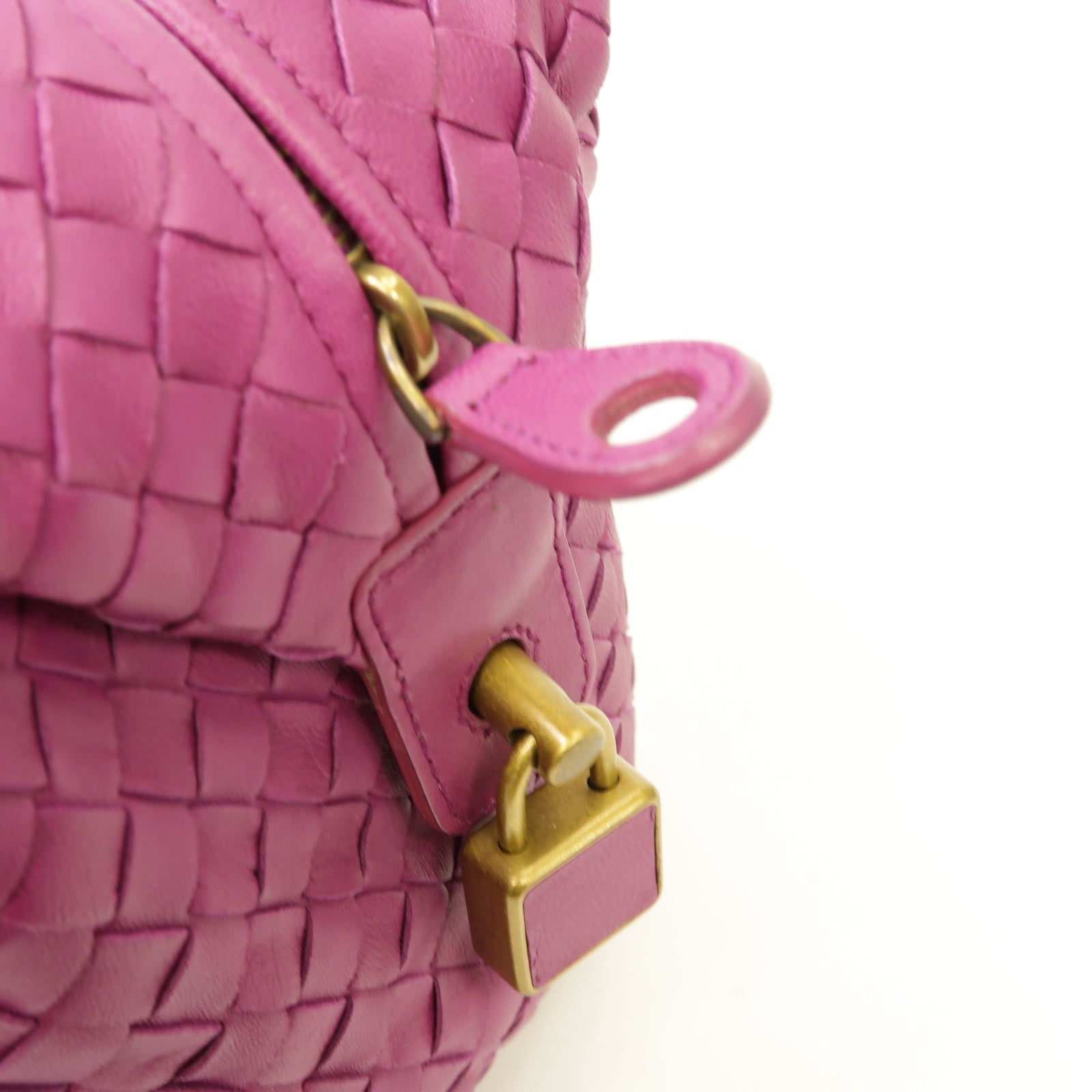 BOTTEGA VENETA 織紋皮革Montaigne Handbag金扣手挽袋紫色