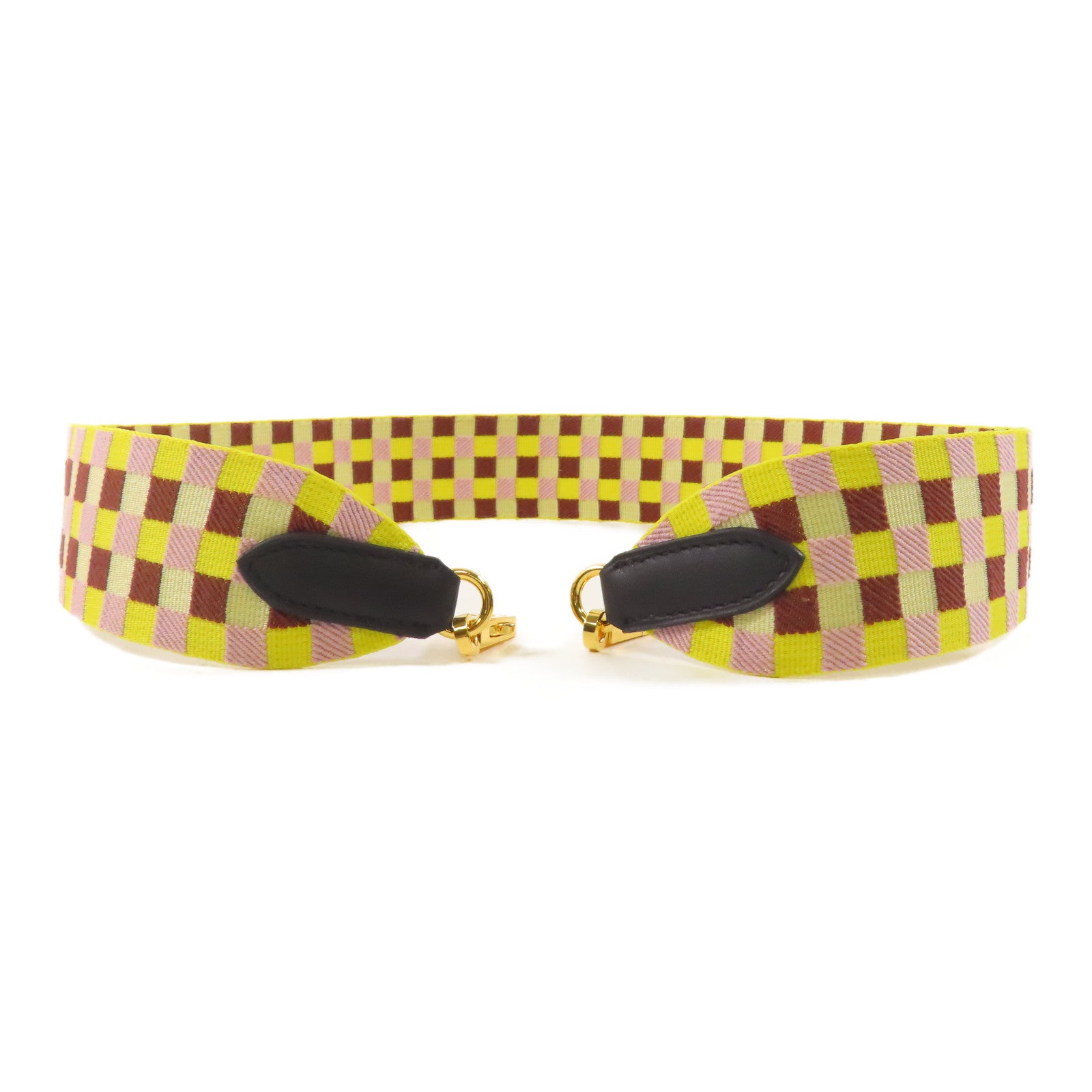 HERMES 帆布Shoulder Strap金扣肩帶黃色/紫色/啡色