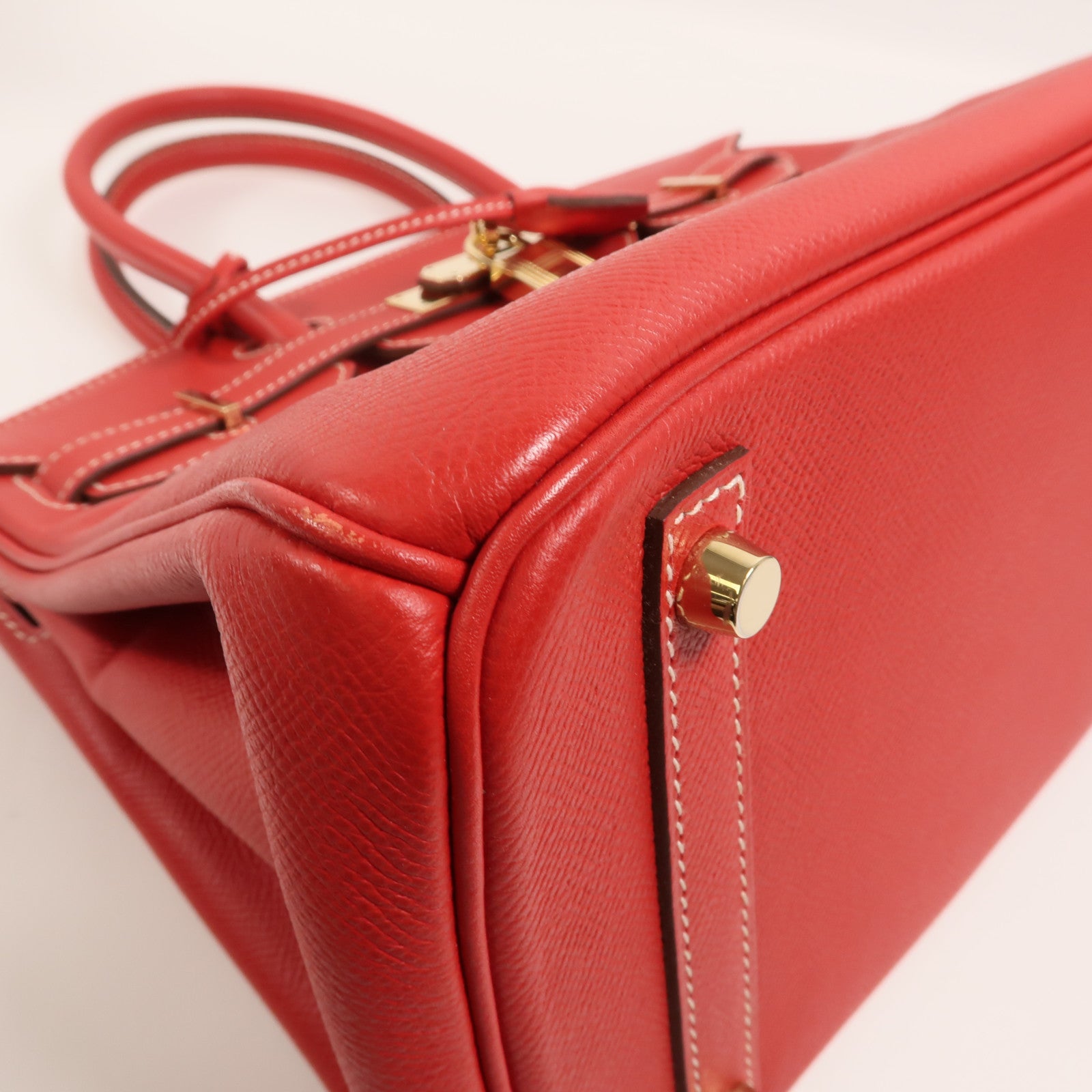 HERMES Epsom皮革Birkin 30手挽袋Rouge Casaque