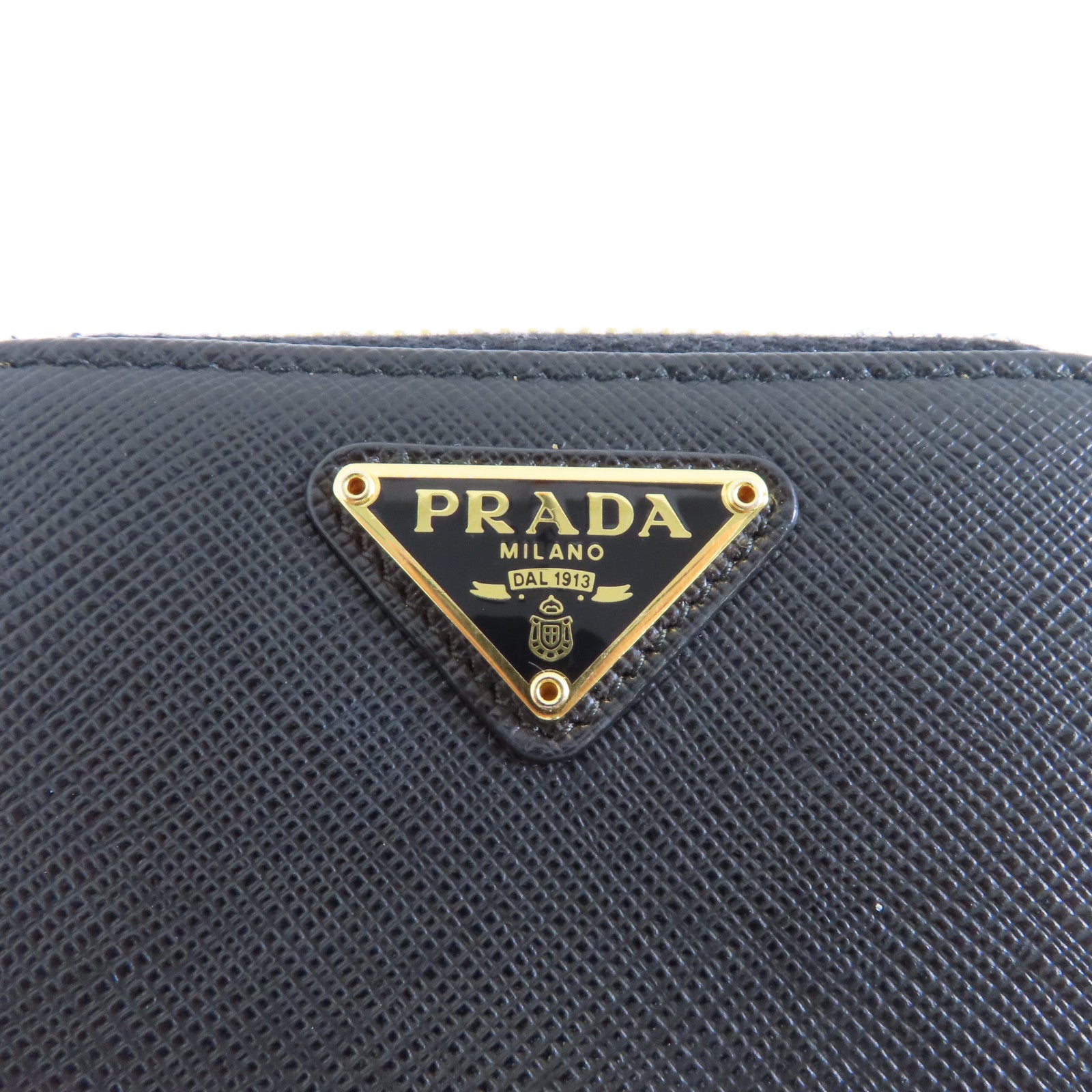 PRADA 牛皮皮革Wallet金扣錢包黑色