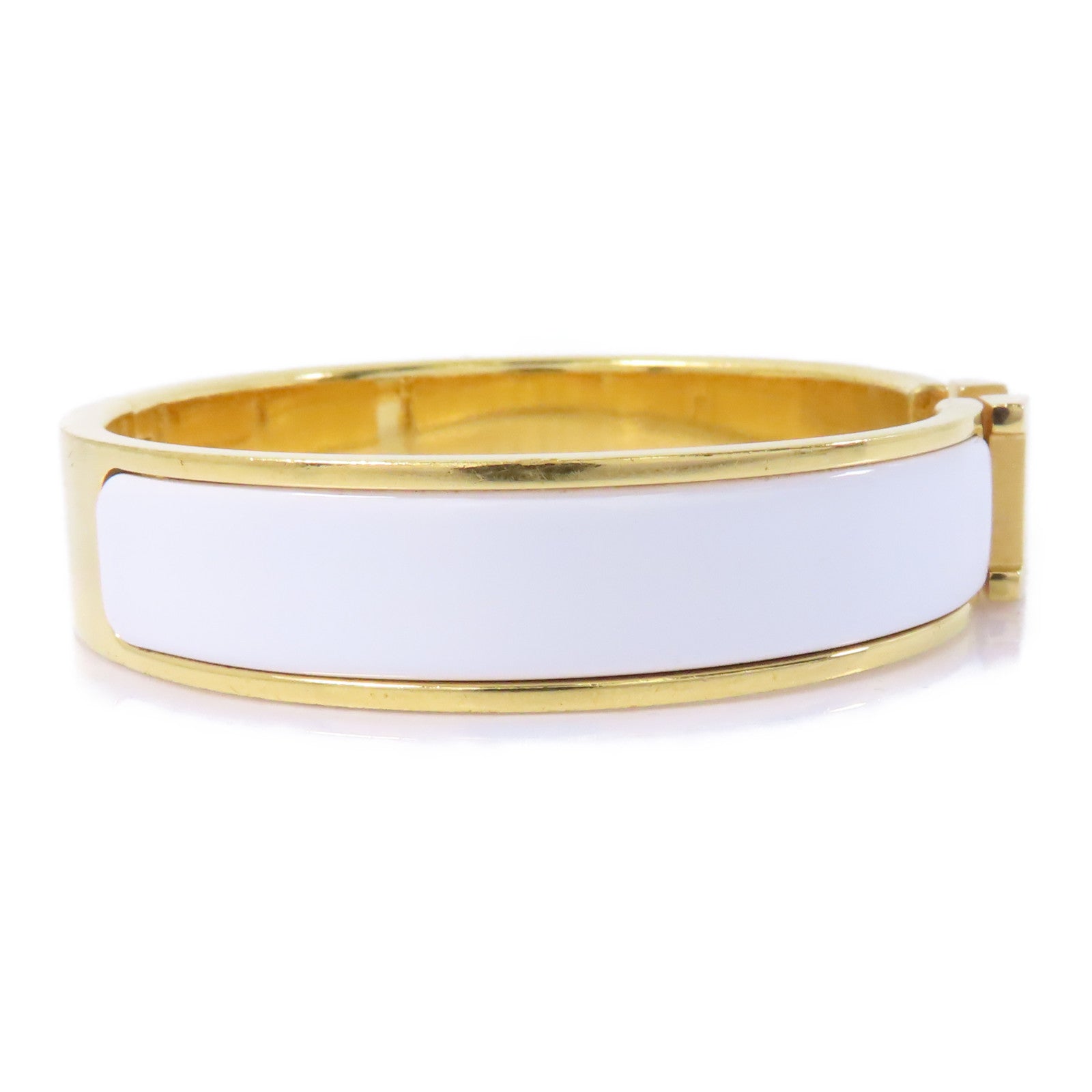 HERMES 金屬H Bangle手鐲金色/白色