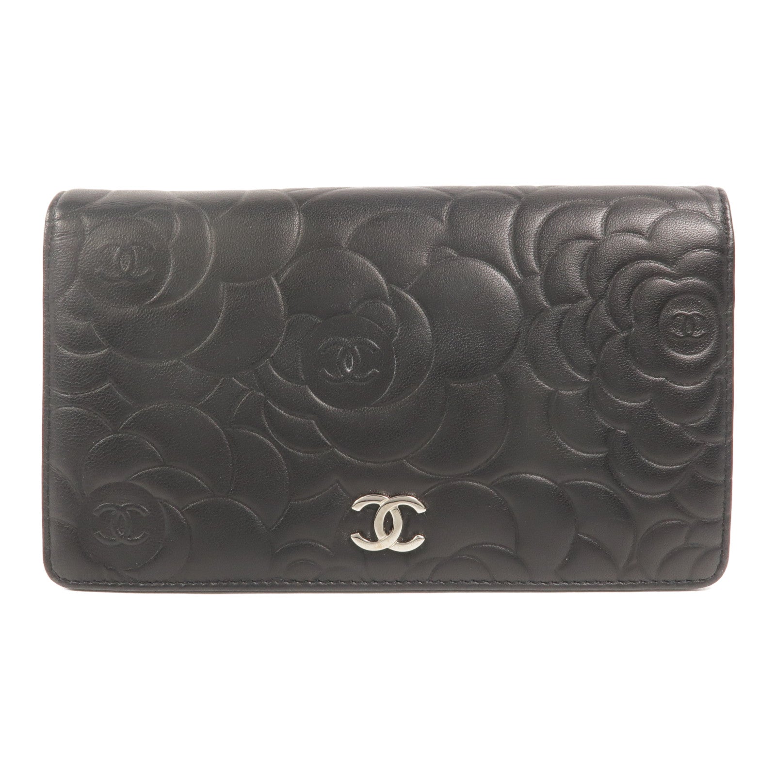 CHANEL 羊皮皮革Camellia Long Fold Wallet長錢包