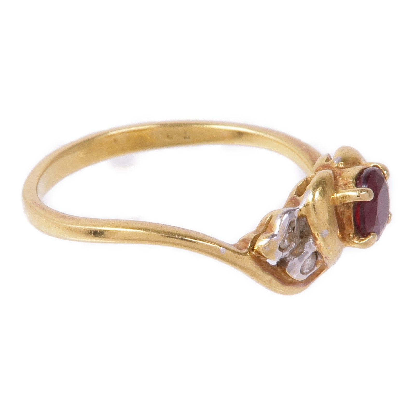 JEWELRY 18K黃金/白金Ruby Diamond Ring紅寶石鑽石戒指US#6.75