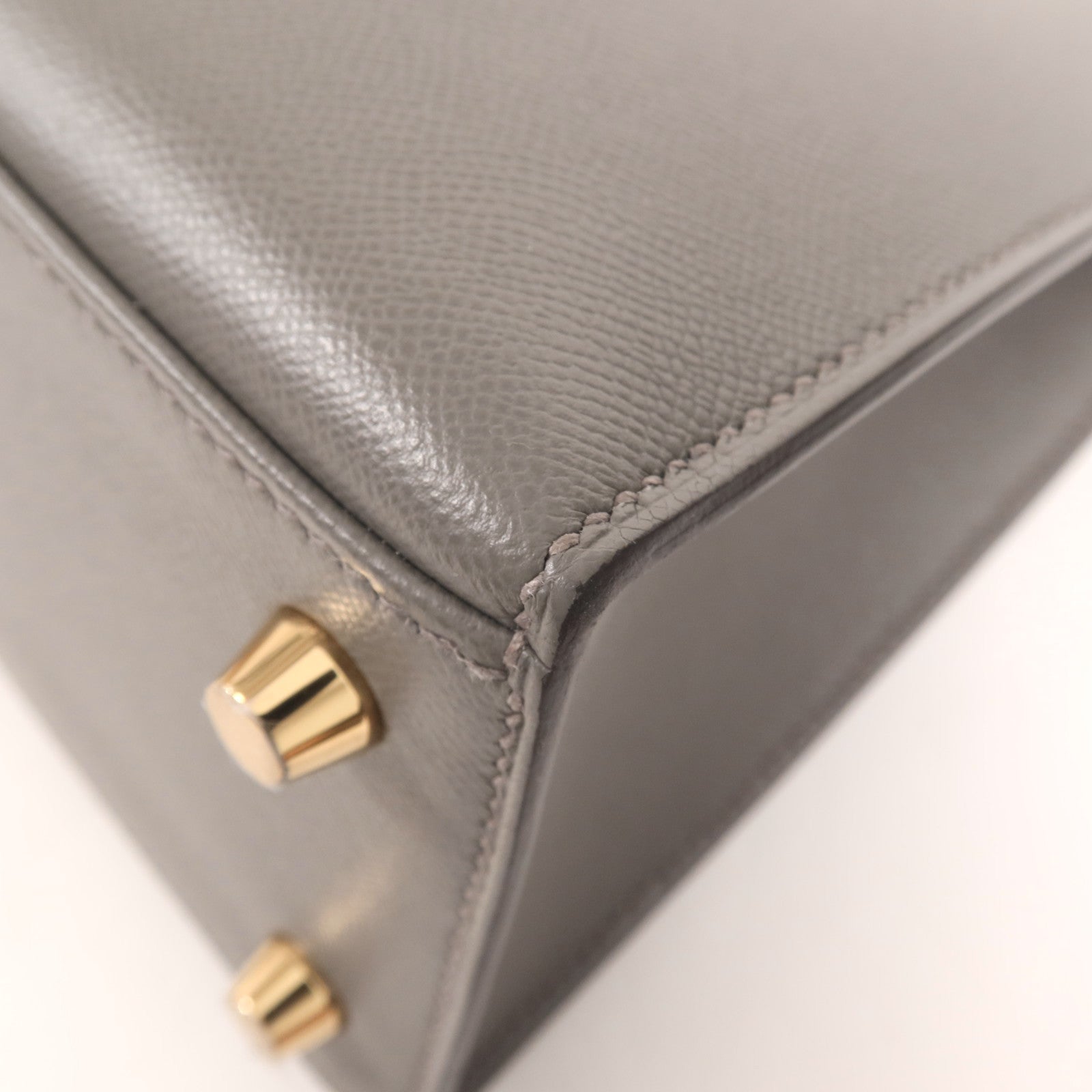 HERMES Madame皮革Kelly 25金扣手挽肩背兩用袋Gris Meyer