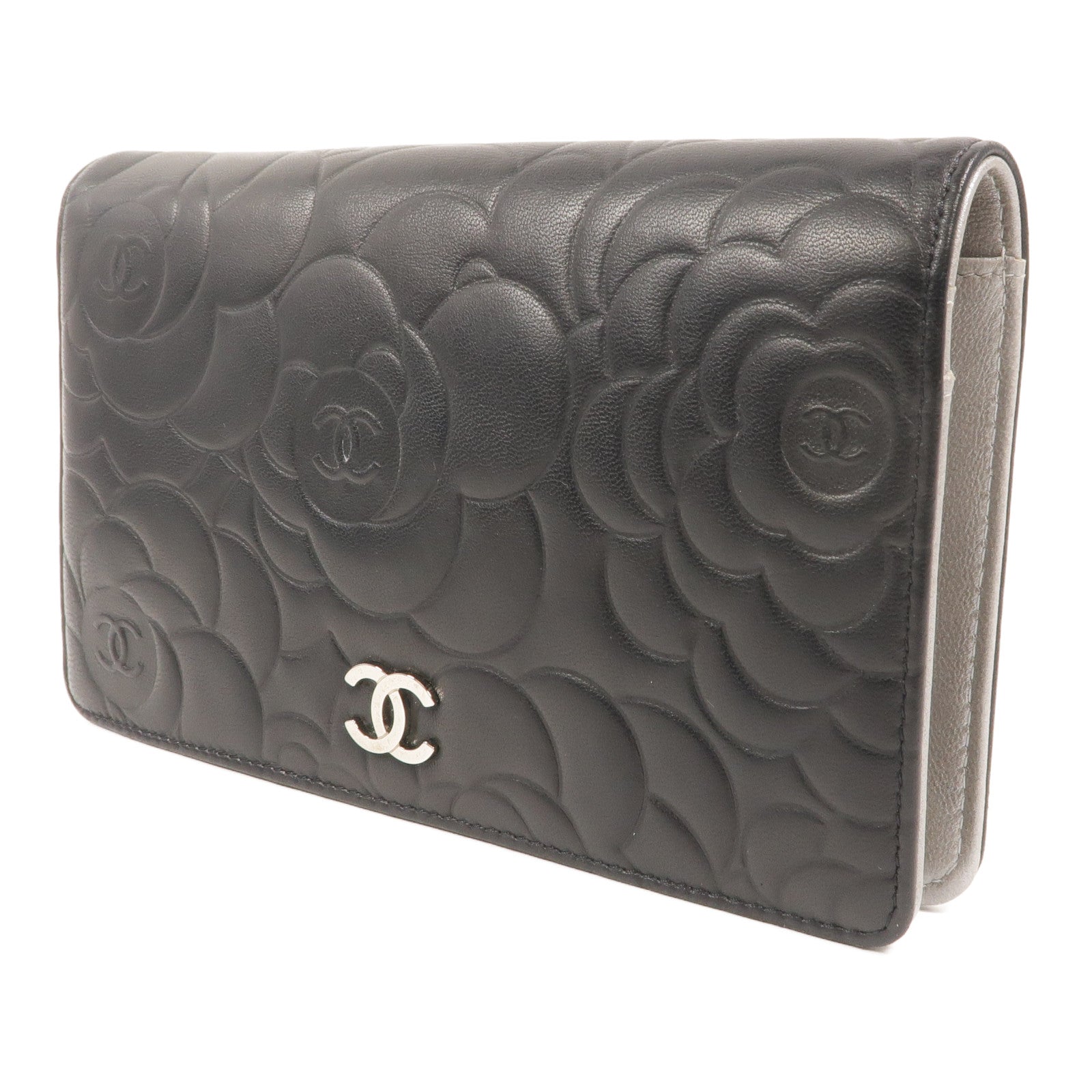 CHANEL 羊皮皮革Camellia Long Fold Wallet長錢包