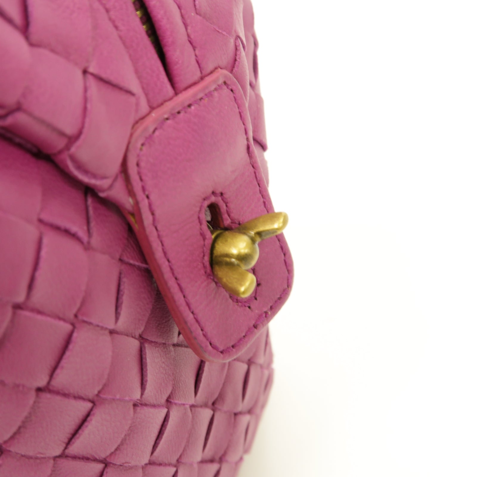 BOTTEGA VENETA 織紋皮革Montaigne Handbag金扣手挽袋紫色