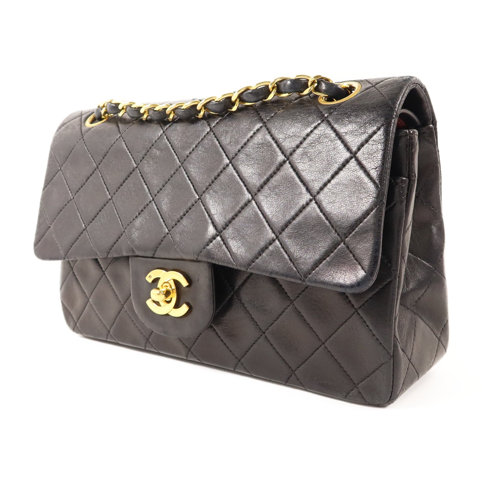 CHANEL 羊皮皮革Vintage Classic 23金扣鏈帶肩背袋