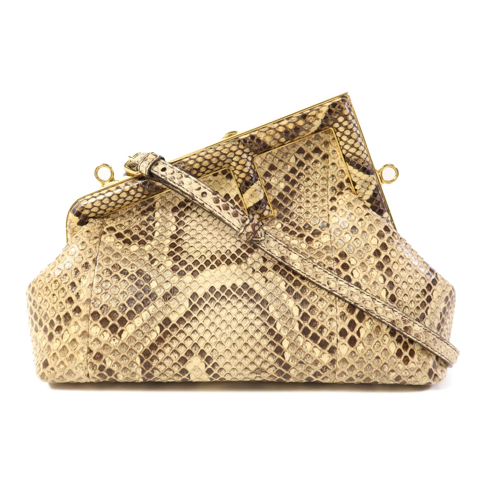 FENDI 蛇皮皮革First Bag金扣肩背袋