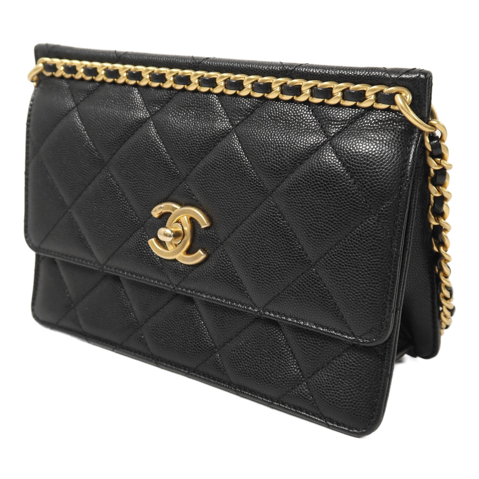 CHANEL 牛皮皮革Small Flap Bag金扣鏈帶肩背袋