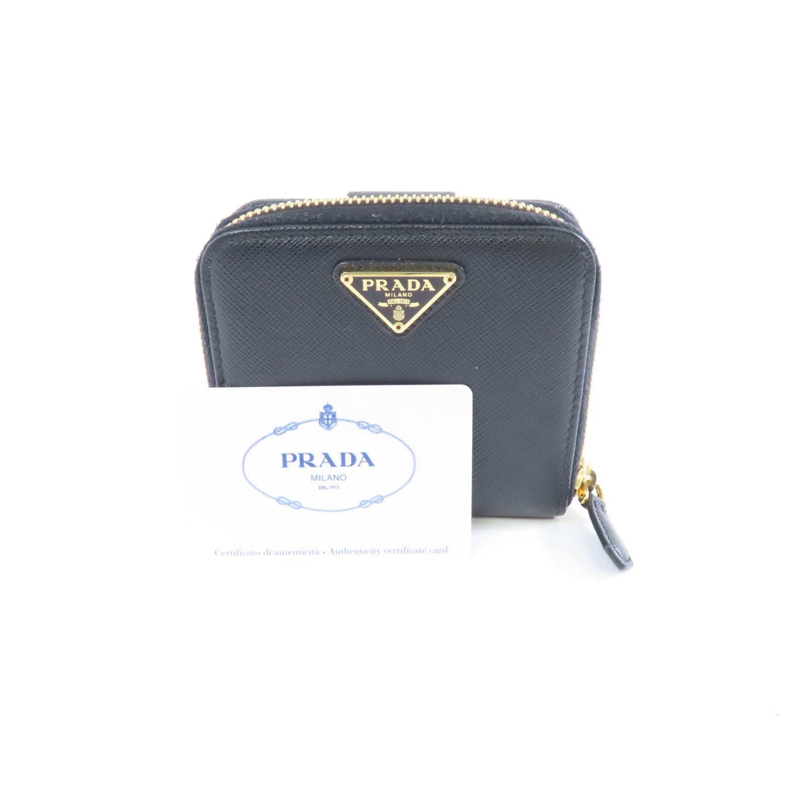 PRADA 牛皮皮革Wallet金扣錢包黑色