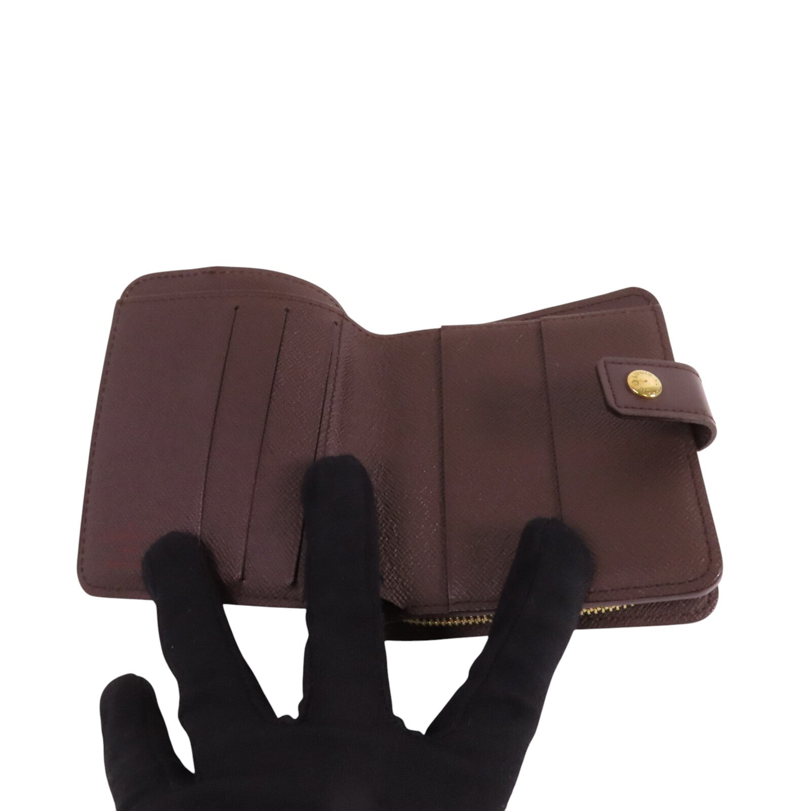 LOUIS VUITTON Damier Ebene Compact Zip Wallet金扣短錢包