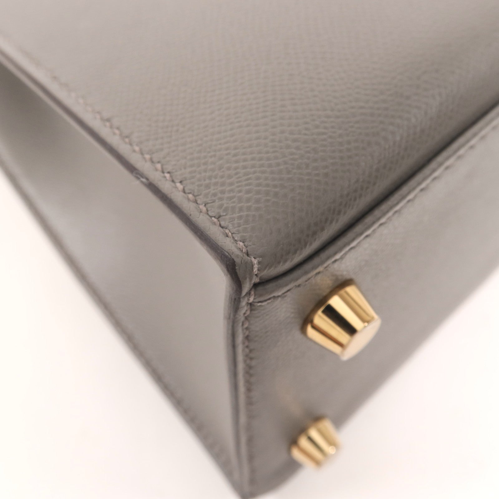 HERMES Madame皮革Kelly 25金扣手挽肩背兩用袋Gris Meyer