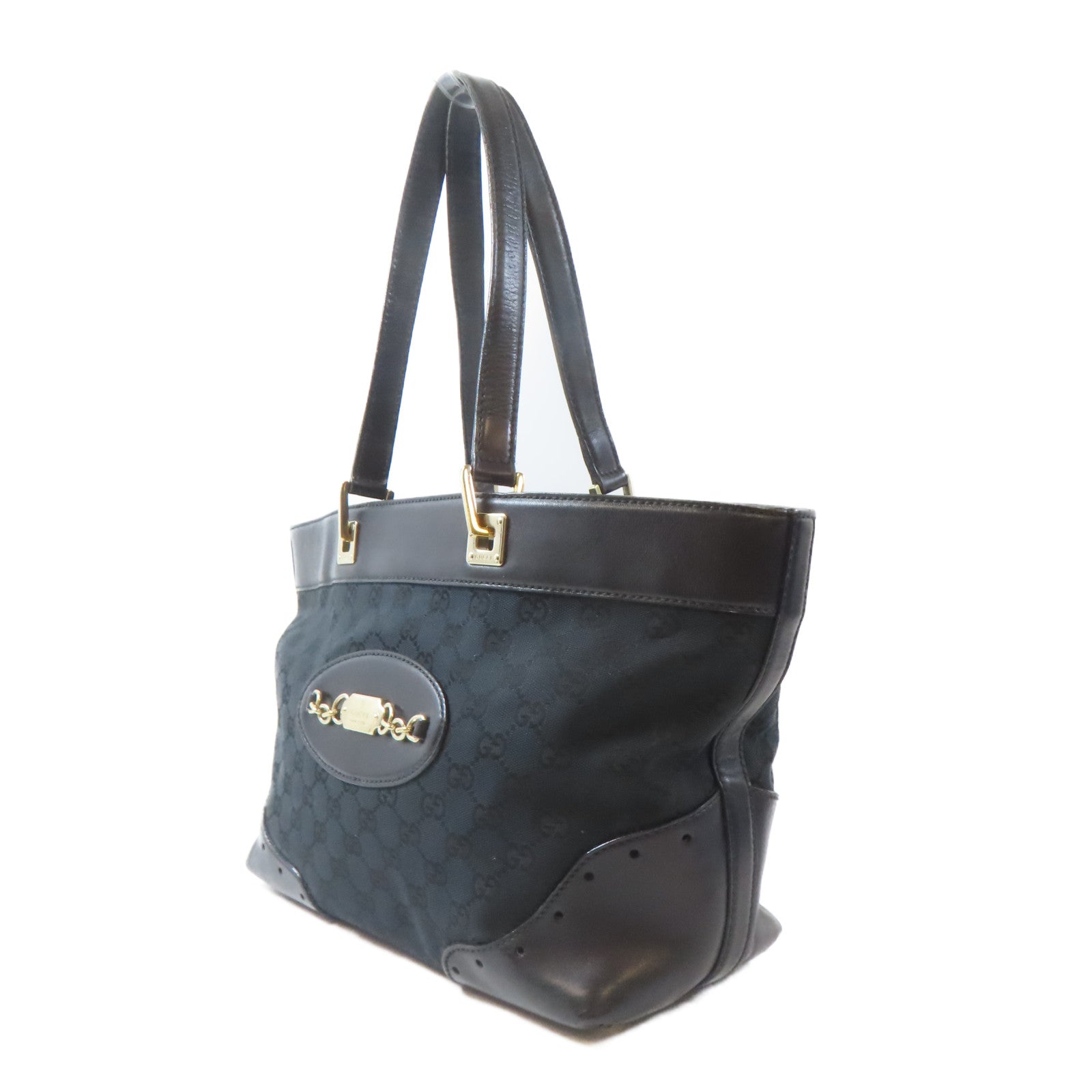 GUCCI 帆布Shoulder Bag金扣肩背袋黑色
