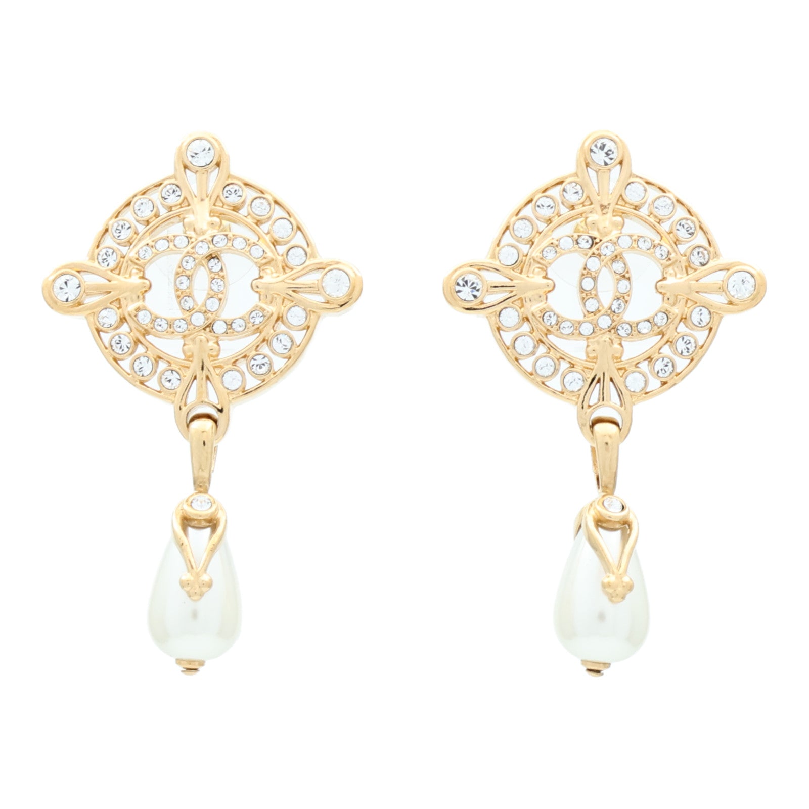 CHANEL 金屬Faux Pearl Drop Earrings耳環