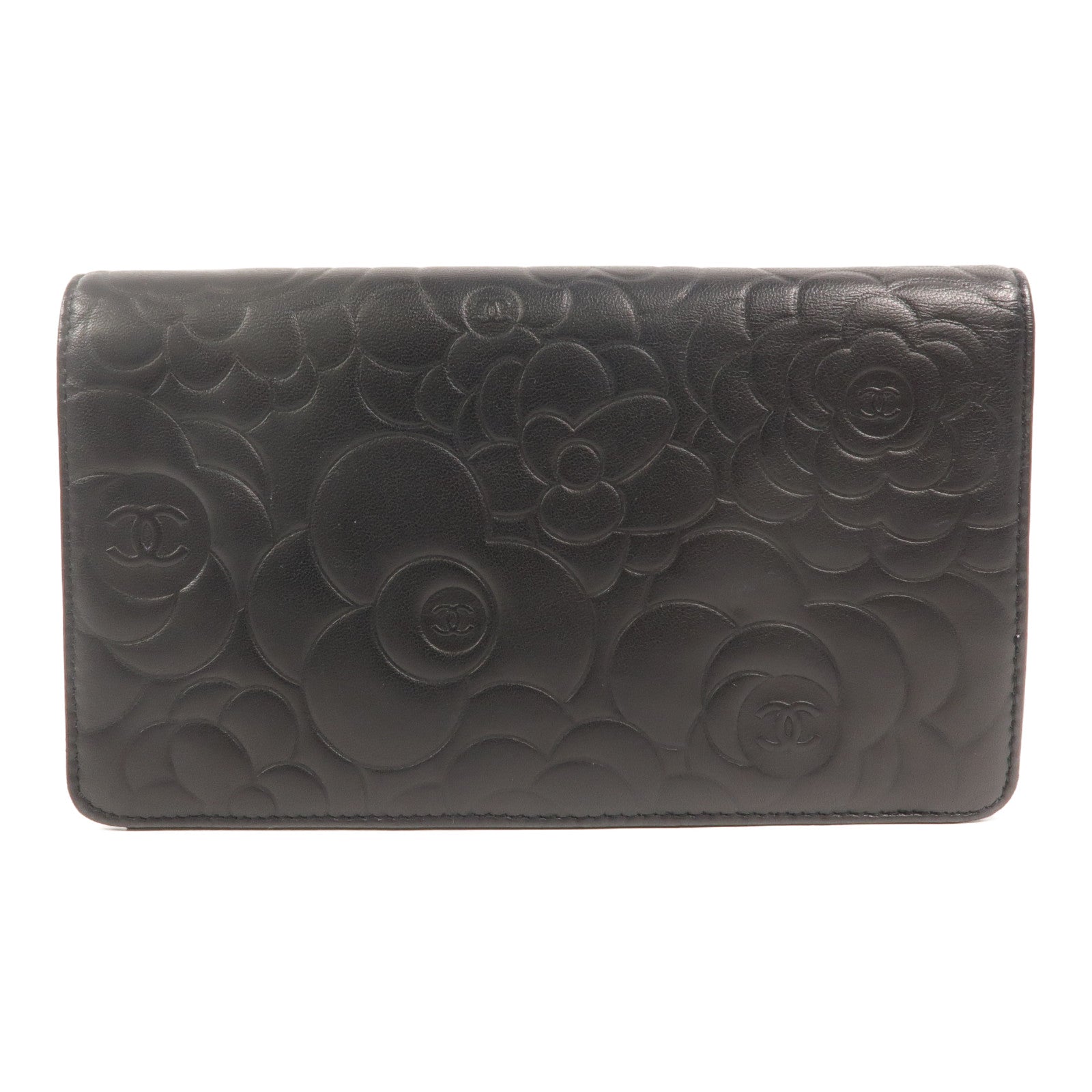 CHANEL 羊皮皮革Camellia Long Fold Wallet長錢包