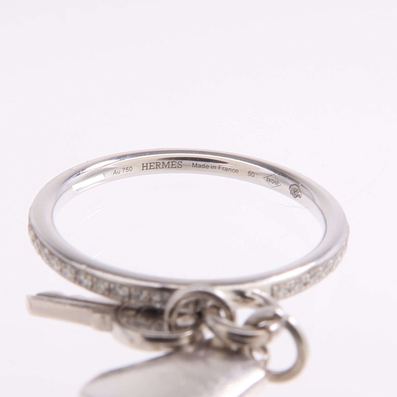 HERMES 18K白金Kelly Clochette Ring鑽石戒指