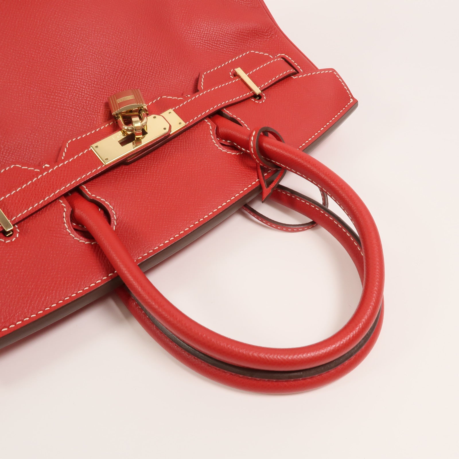 HERMES Epsom皮革Birkin 30手挽袋Rouge Casaque