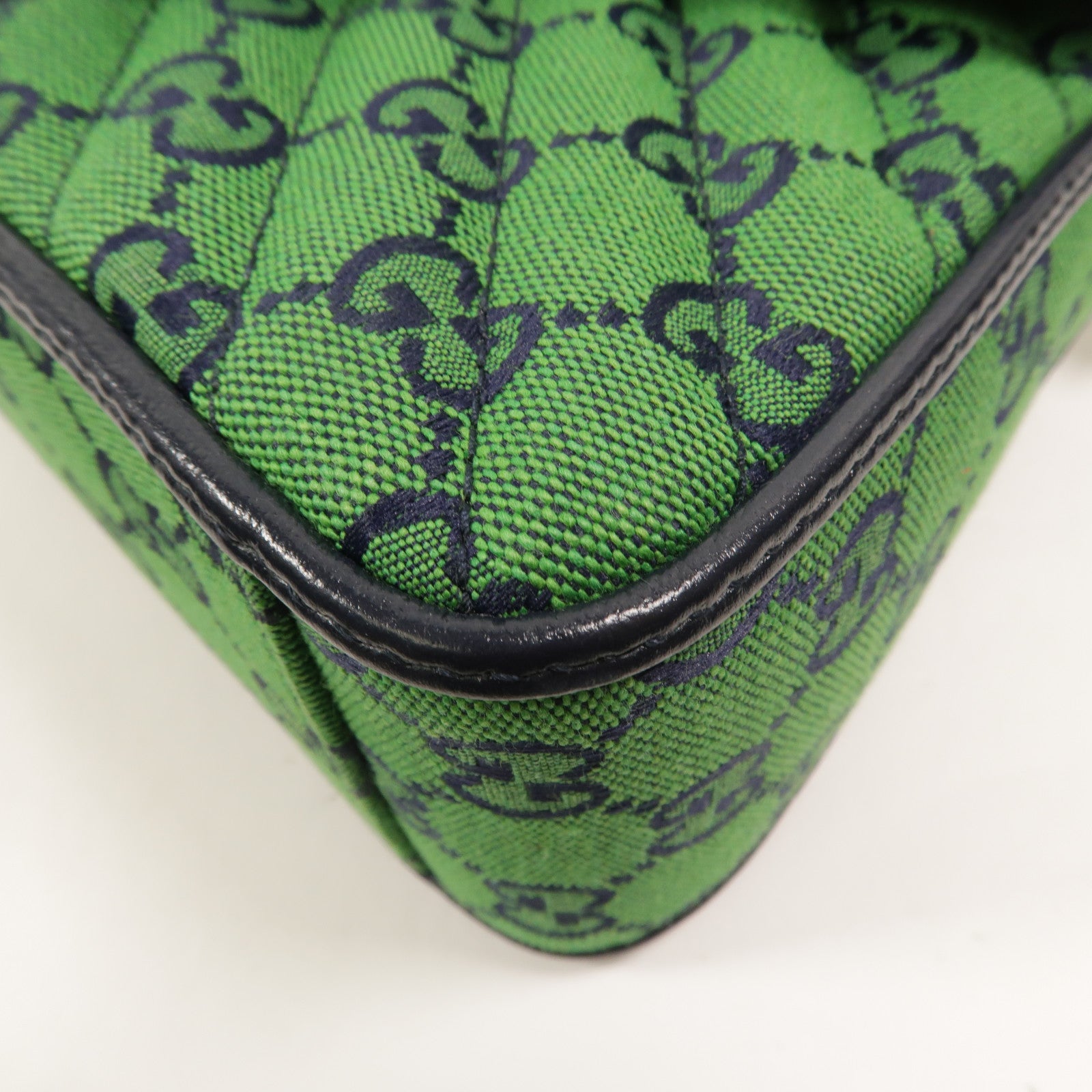 GUCCI 帆布GG Marmont Mini鏈帶手挽肩背兩用袋